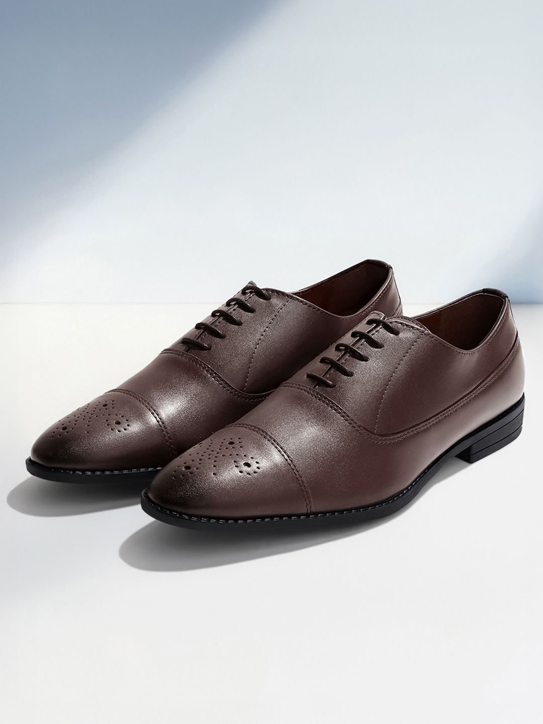 LOUIS STITCH Men Brunette Brown Formal Lace Up Derby Shoes