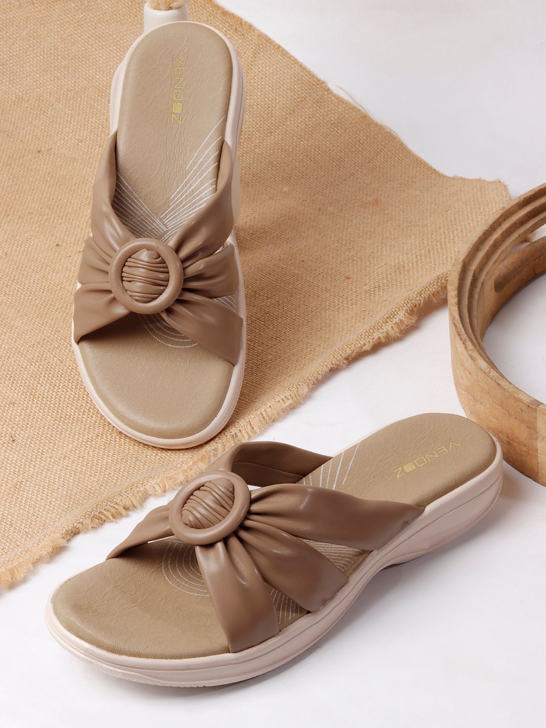VENDOZ Women Open Toe Flats with Bows