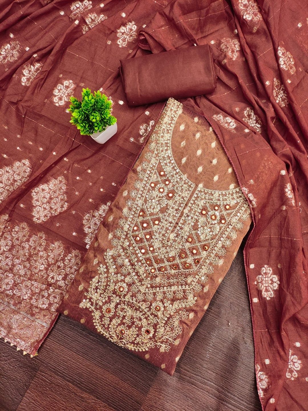 Rangtulika Ethnics Embroidered Unstitched Dress Material
