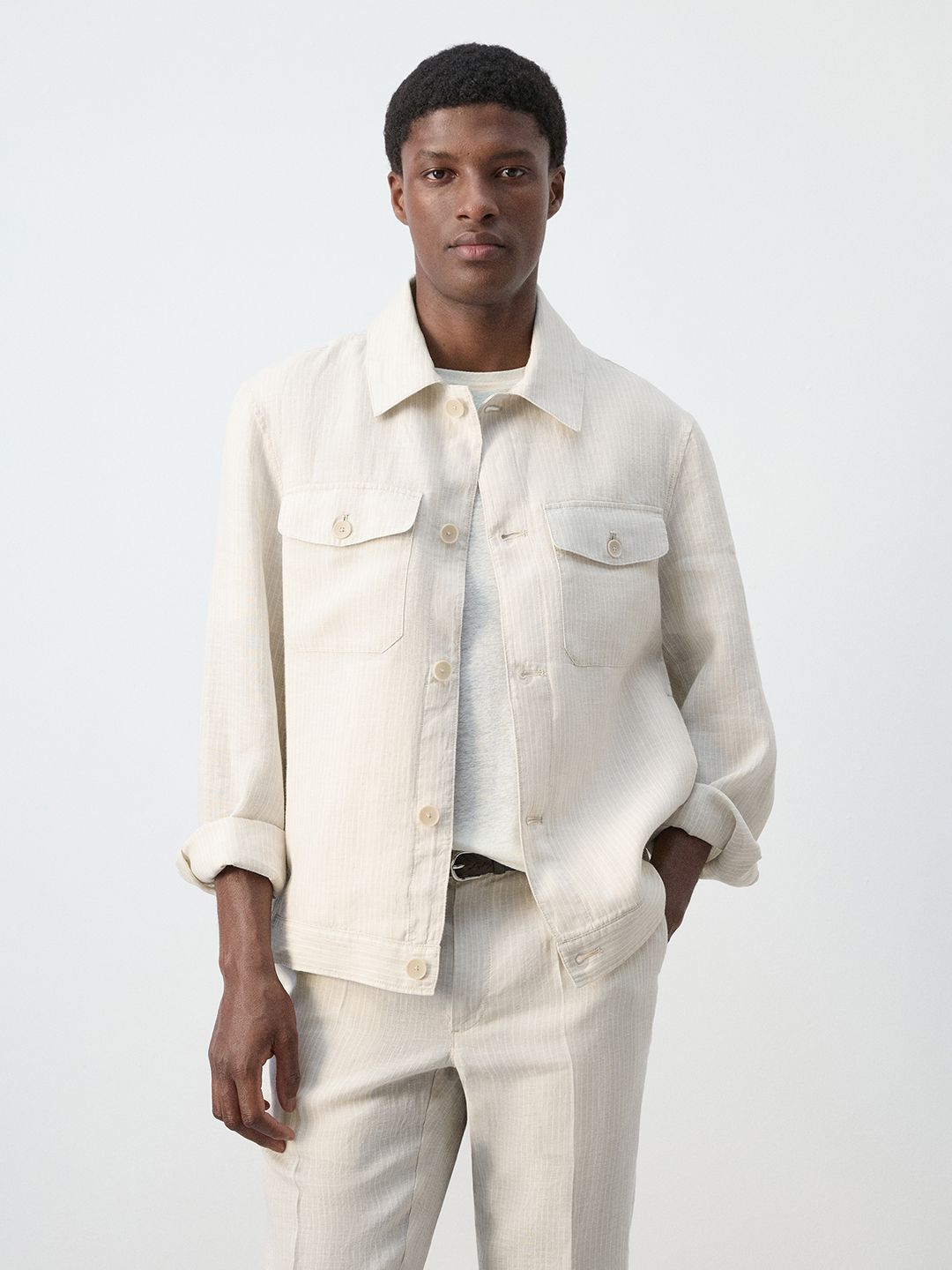 MANGO MAN Men Striped Bomber Jacket