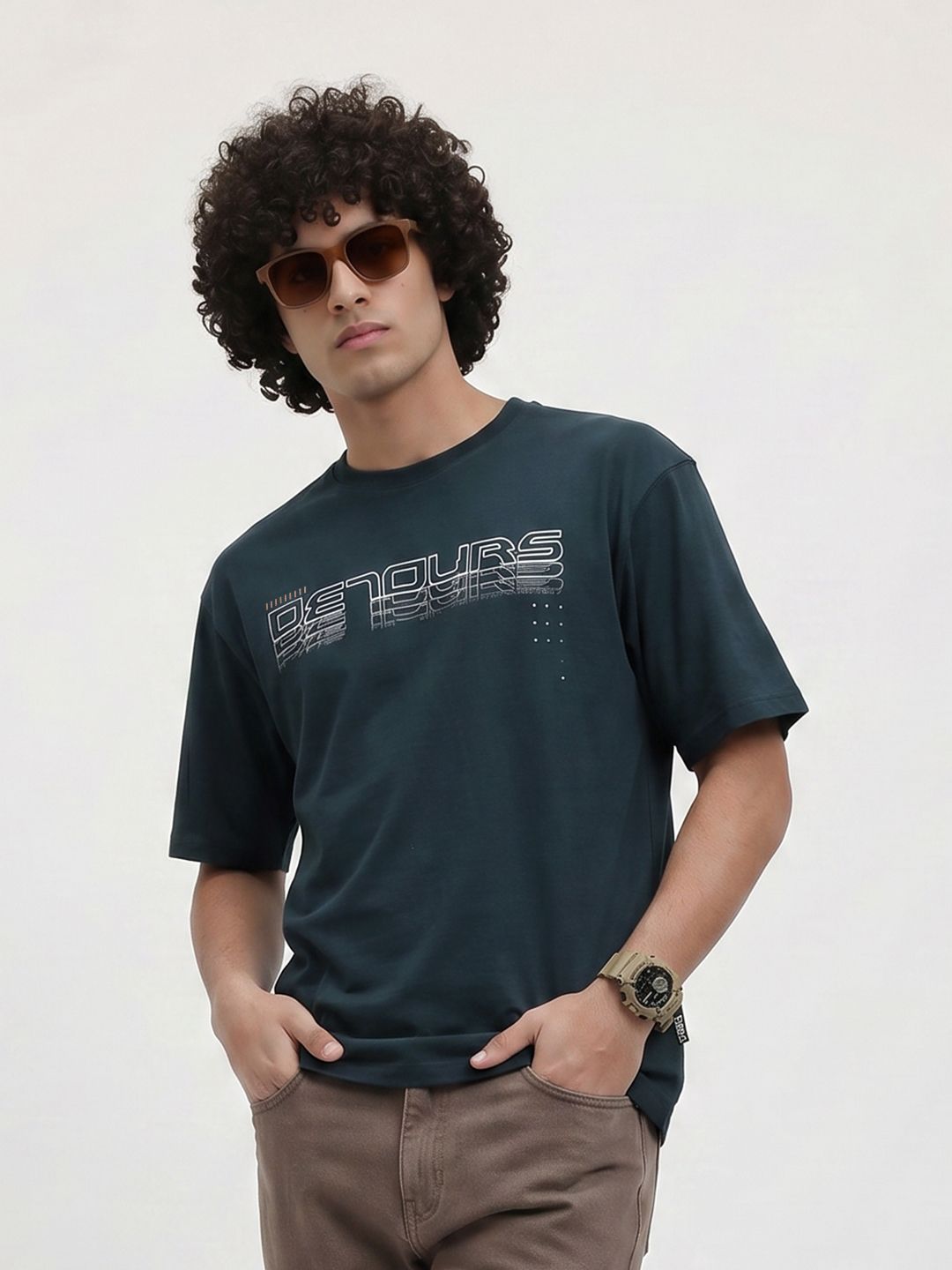 The Roadster Life Co. Relaxed Fit Graphic Printed Pure Cotton T-shirt