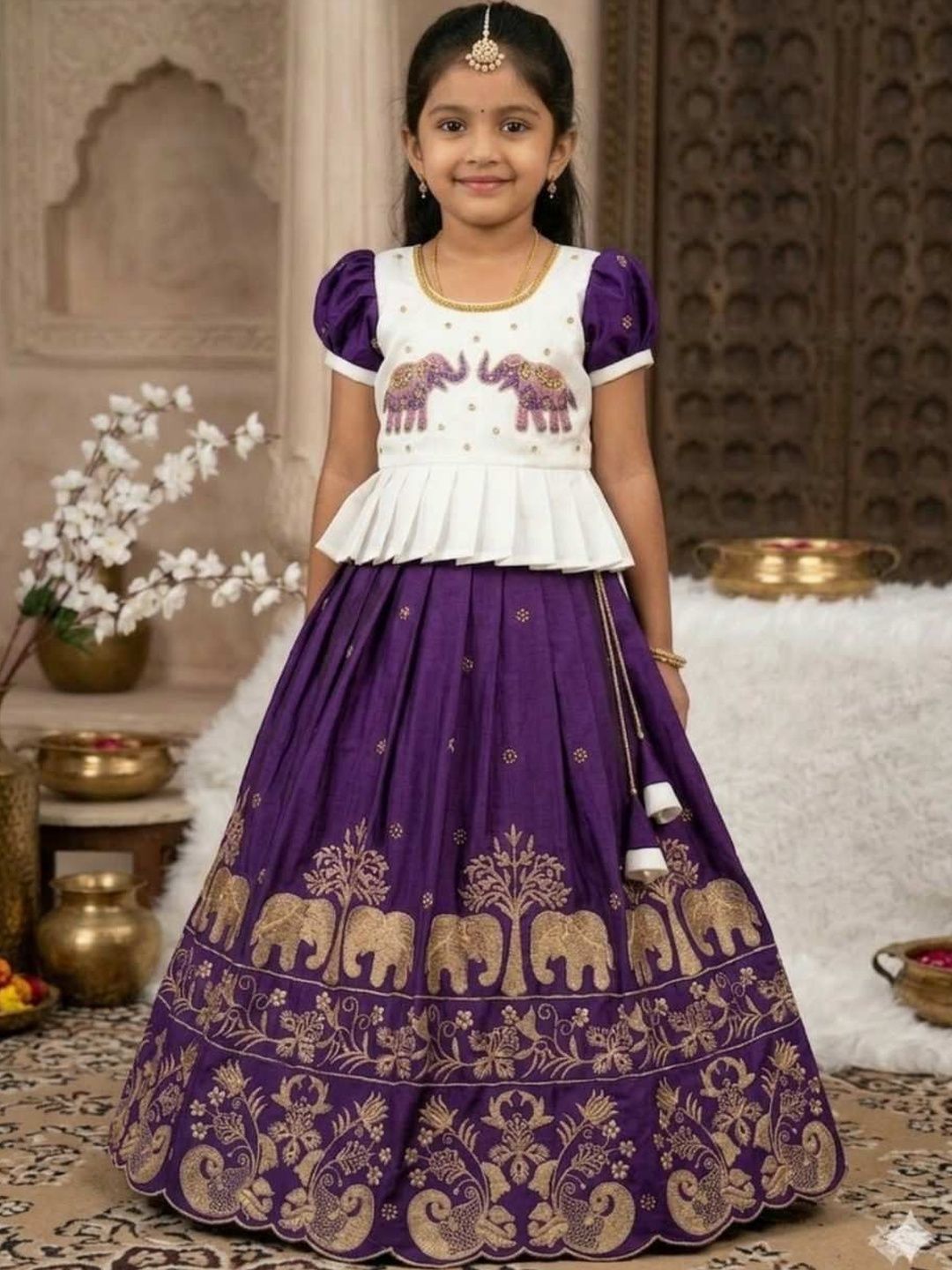 BAESD Girls Embroidered Ready to Wear Lehenga &