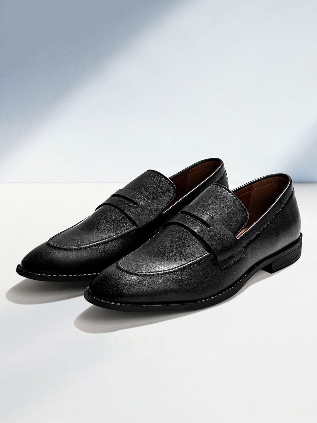 LOUIS STITCH LOUIS STITCH Men Jet Black Formal Slip-On Mocassin Shoes
