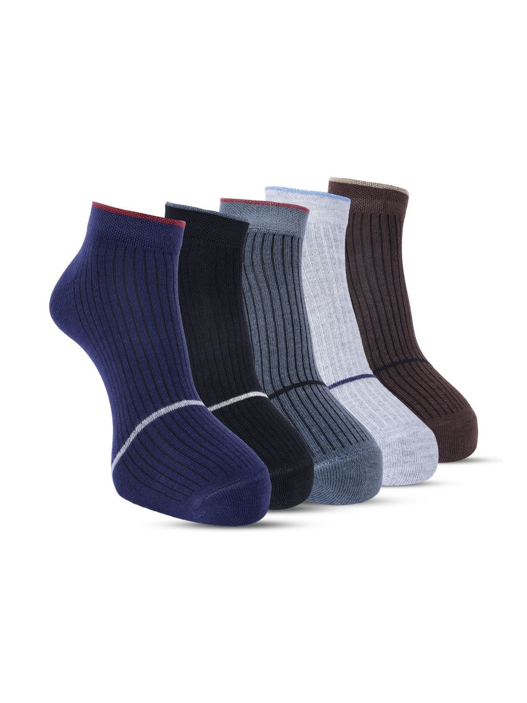Texfro Men Pack of 5 Cotton Assorted Patterned Ankle Length Socks