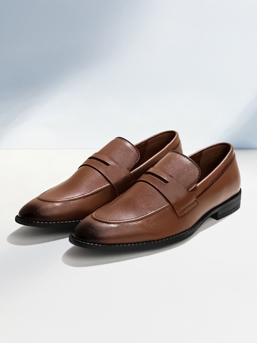 LOUIS STITCH Men Russet Tan Formal Slip On Mocassin Shoes