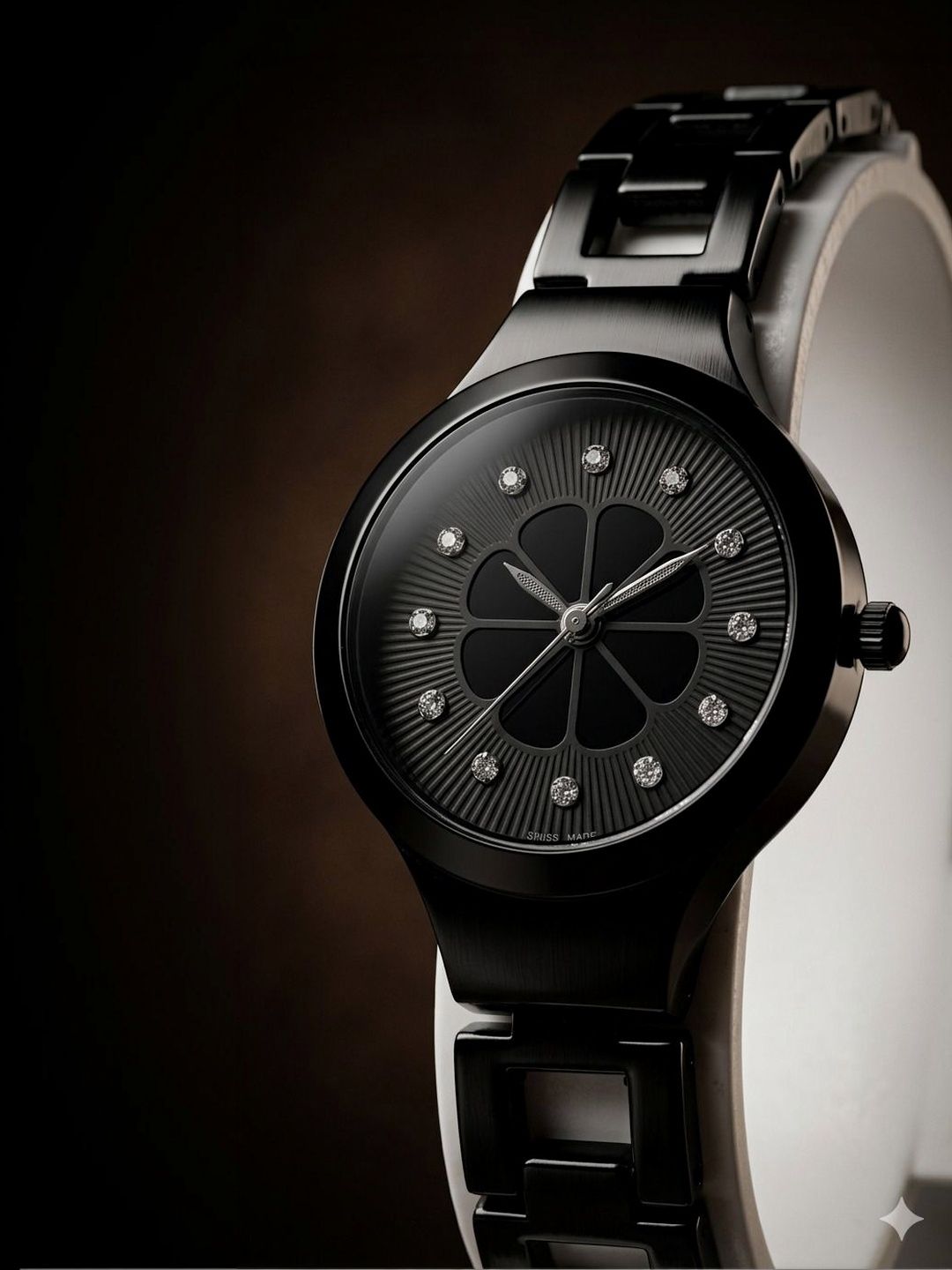 VIRAKTI Women Brass Embellished Dial & Bracelet Style Straps Analogue Watch D-71-BLACK VIR