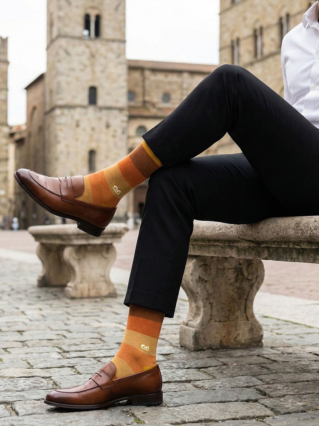 The Sock Street Unisex Cotton Assorted Striped Calf Length Socks