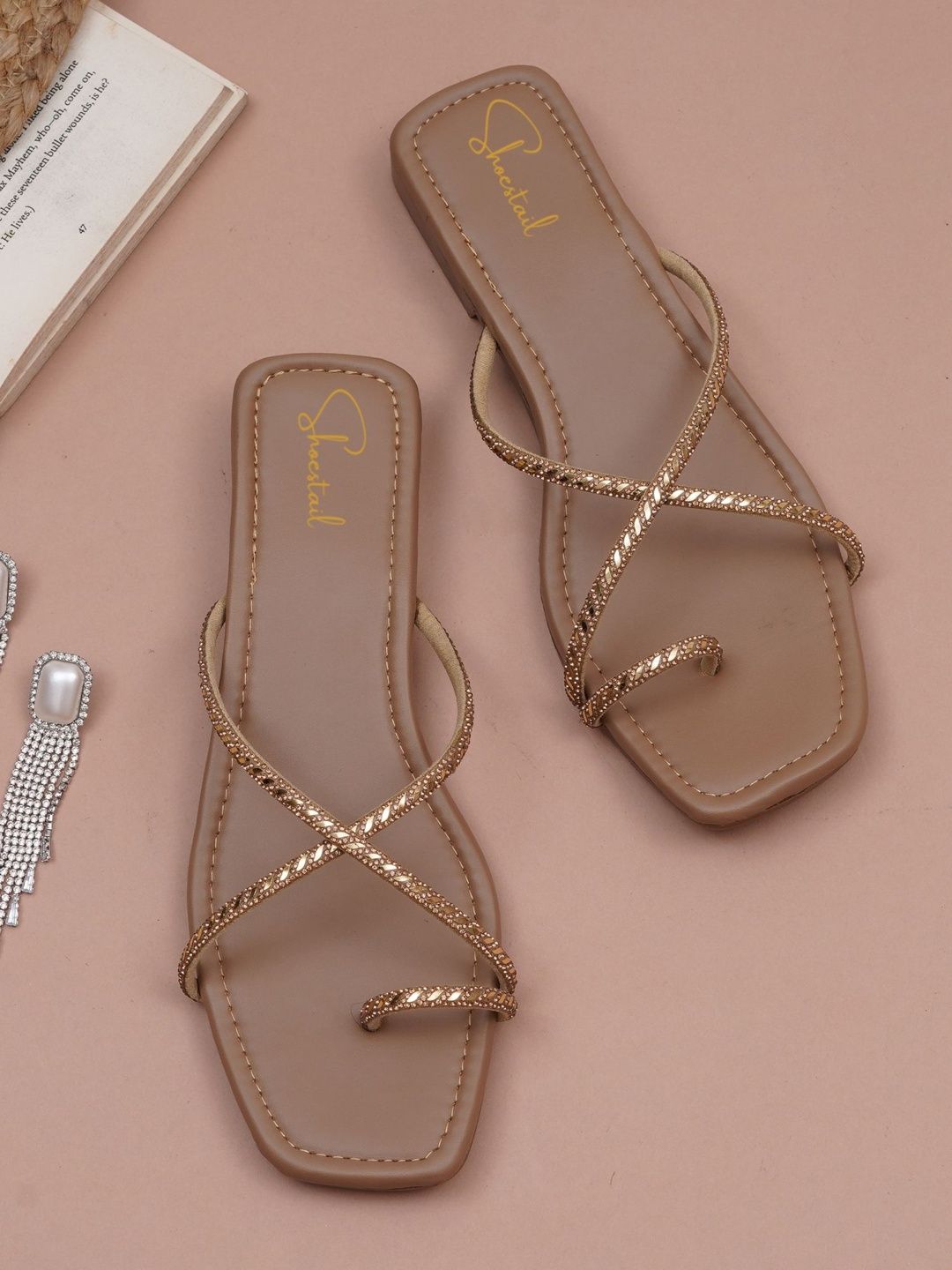 Shoestail Women Open Toe Flats