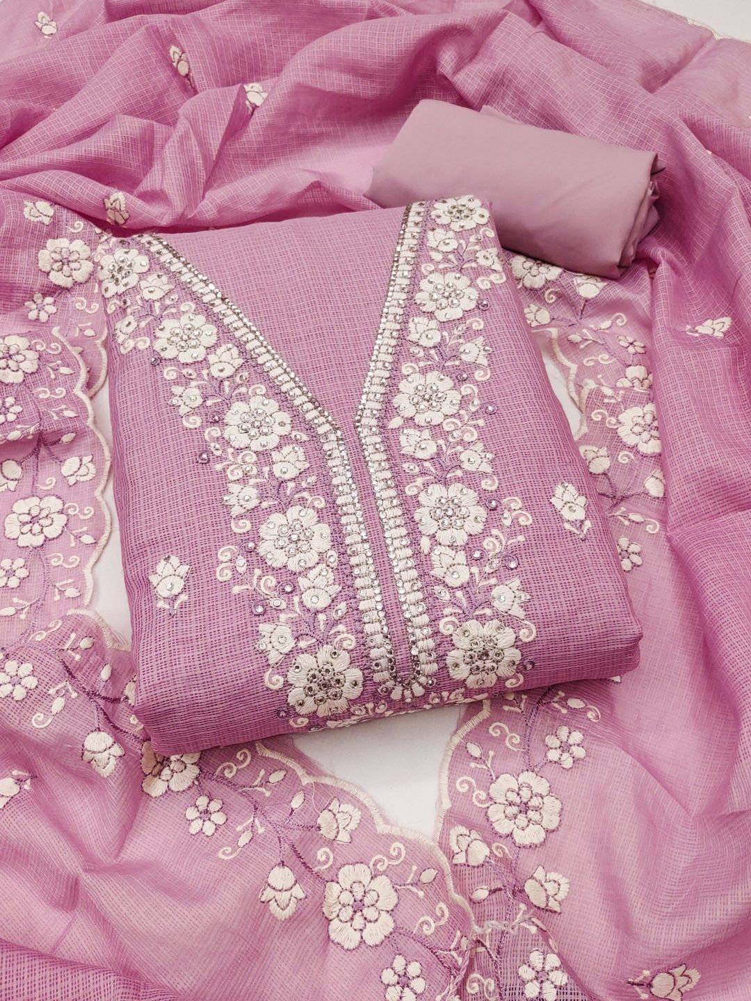 Panzora Embroidered Pure Cotton Unstitched Dress Material