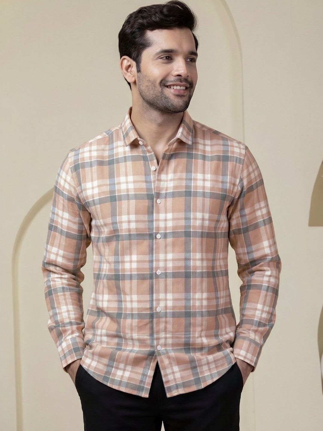 CHARLOTTE GRACIOUS Men Comfort Slim Fit Checked Casual Shirt