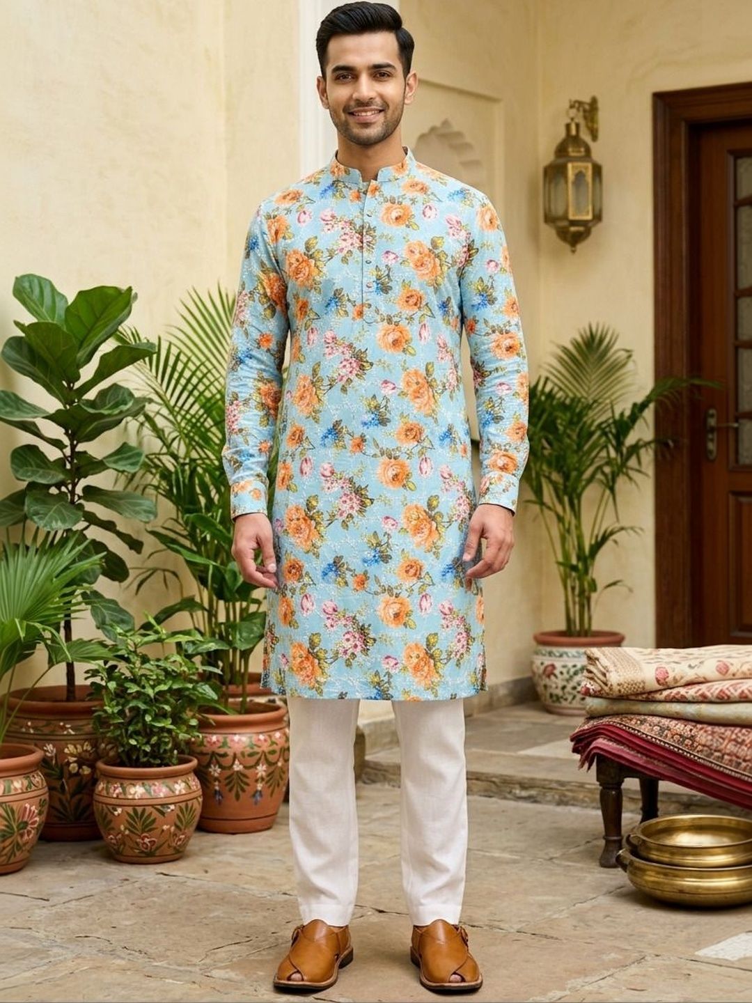 Suramya Virasat Men Floral Printed Indie Florals Kurta
