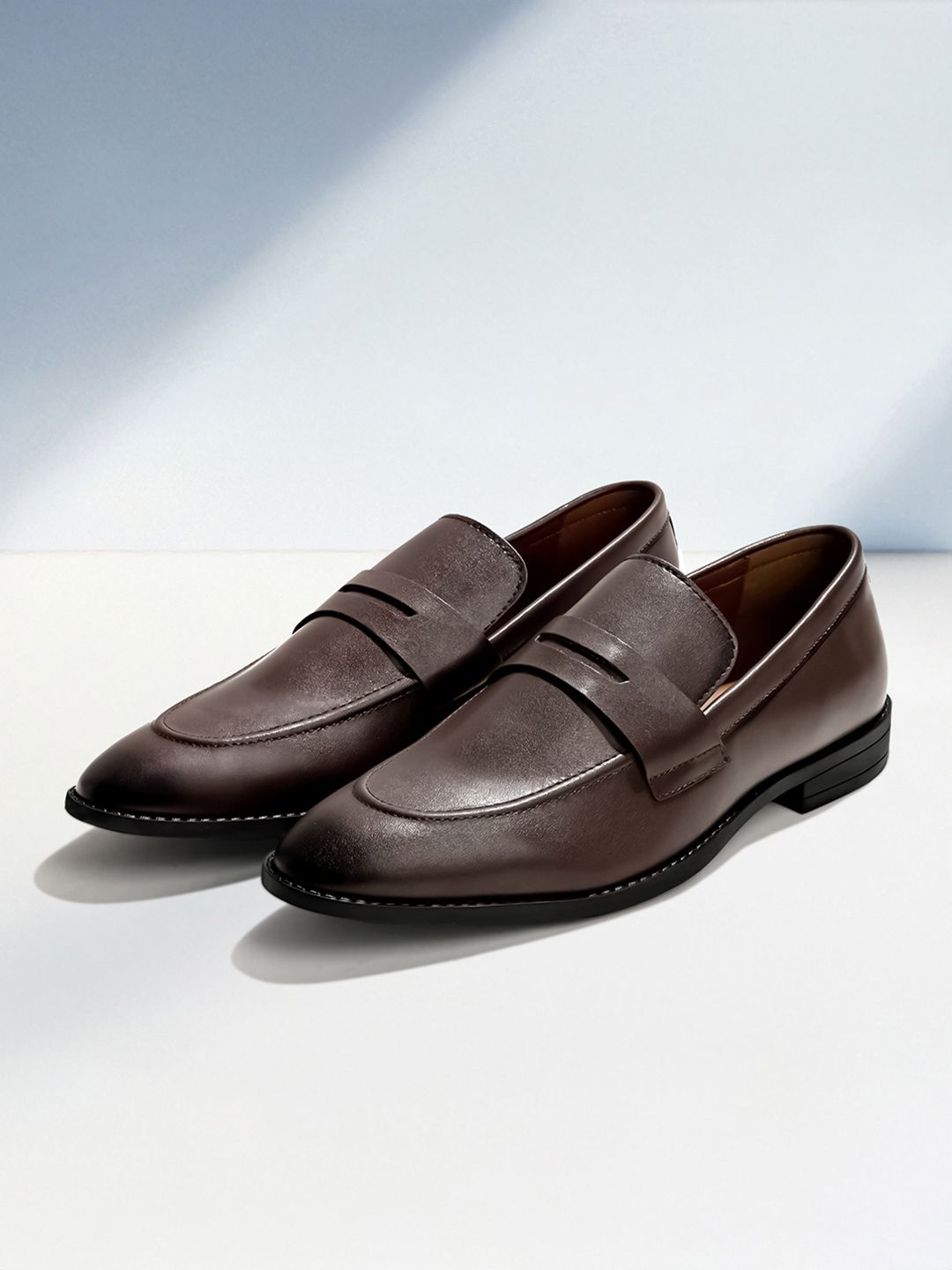LOUIS STITCH Men Brunette Brown Formal Slip On Mocassin Shoes