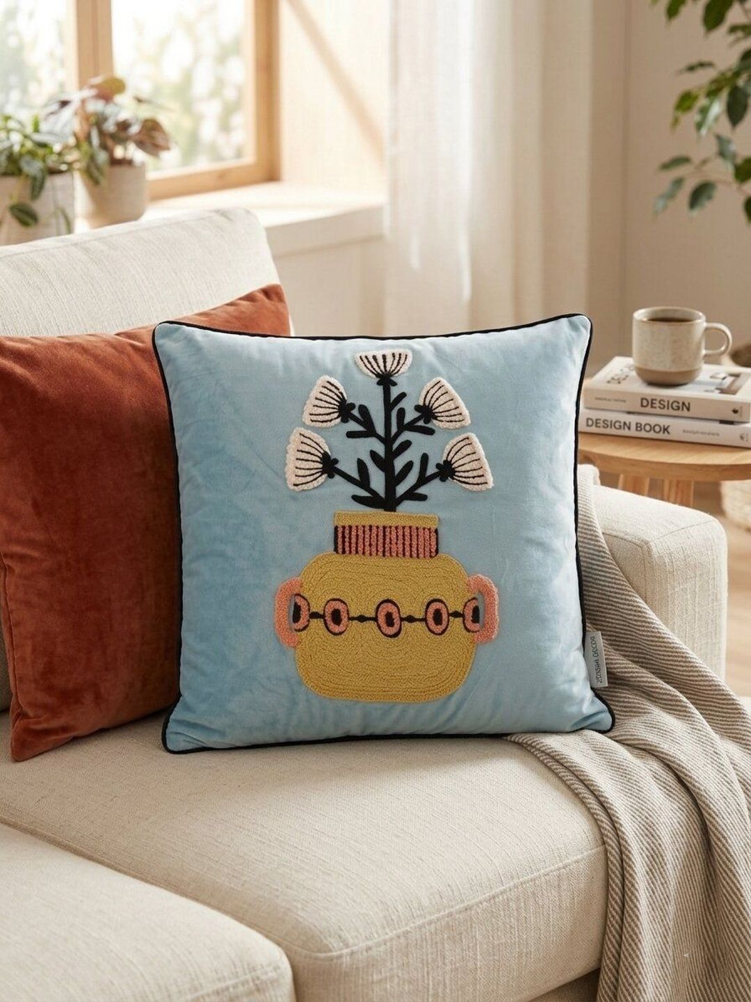 ZENSHA DECOR ZENSHA DECOR Blue Abstract Square Cushion Covers