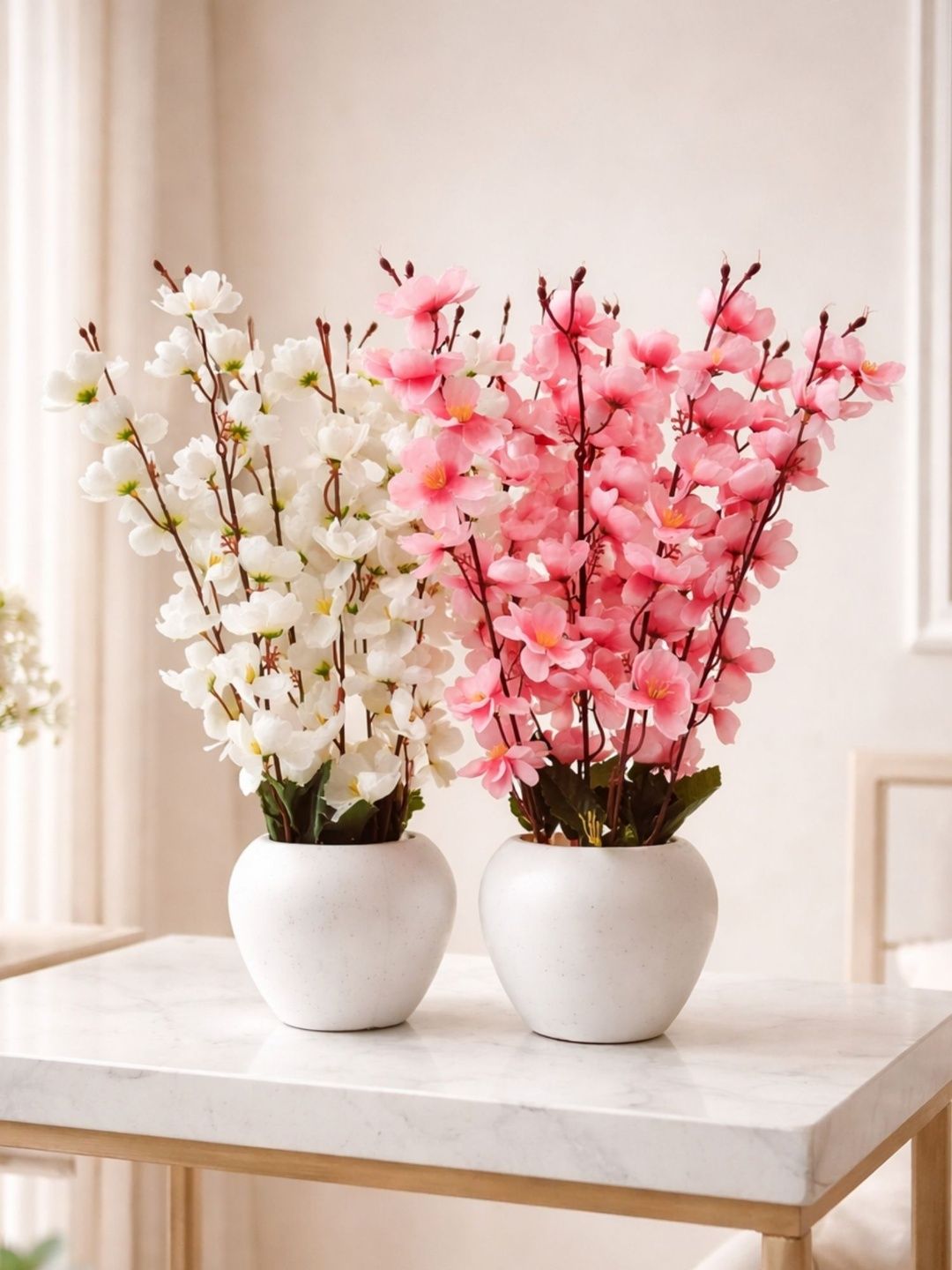 ARTIER ARTIER Pink 2 Pieces Cherry Blossom Artificial Flower With Pot