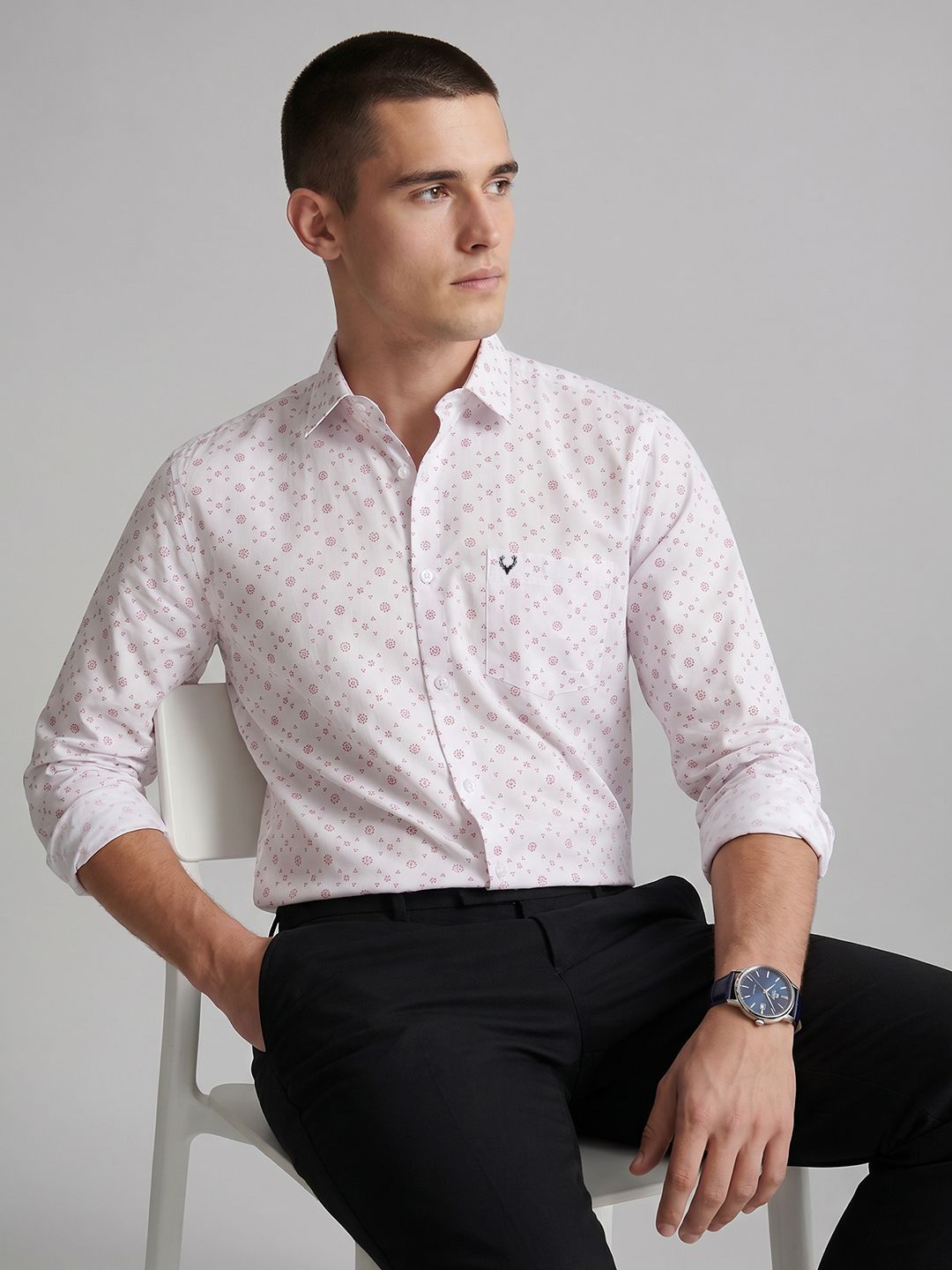 Allen Solly Sport Fit Printed Pure Cotton Formal Shirt