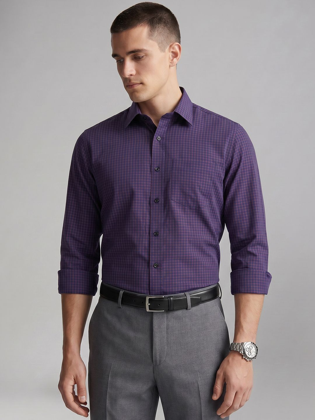 Van Heusen Slim Fit Checked Pure Cotton Formal Shirt
