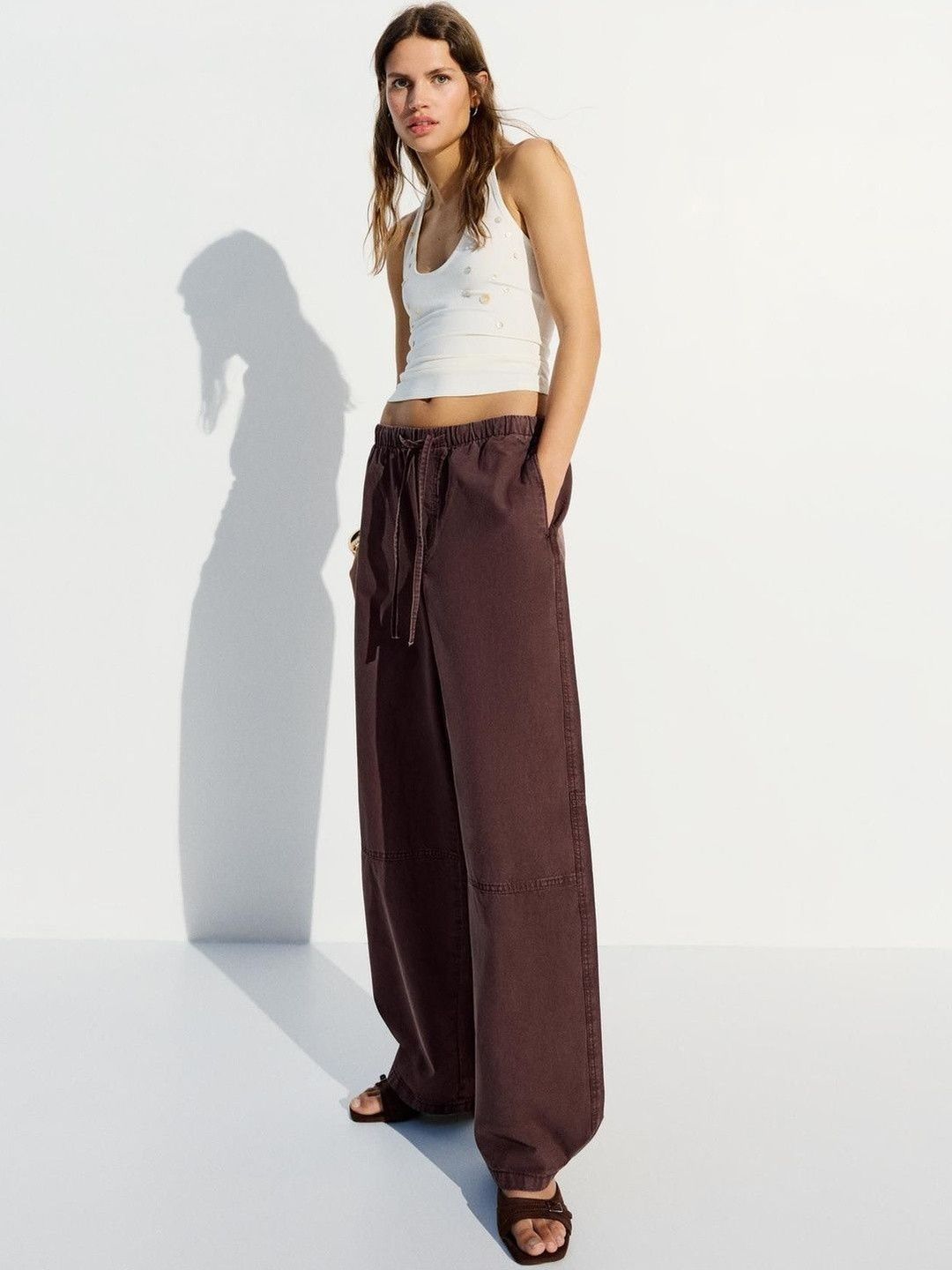 Low-rise Wide Pure Cotton Balloon Jeans