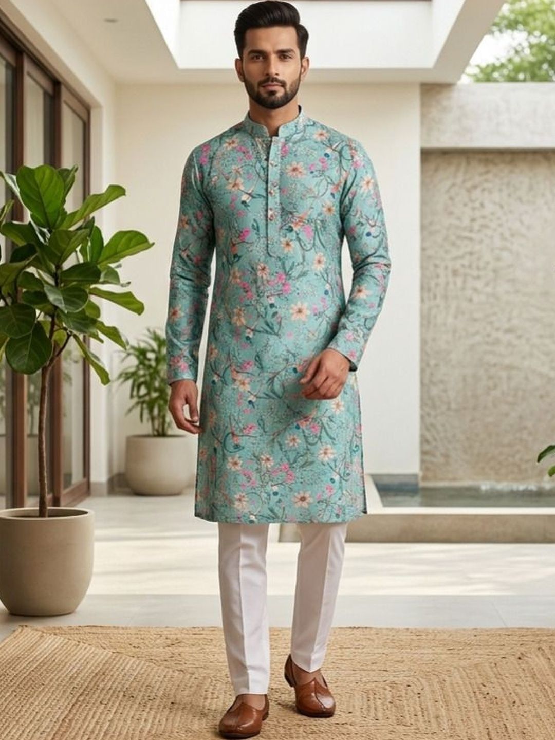 Suramya Virasat Men Floral Printed Indie Florals Kurta