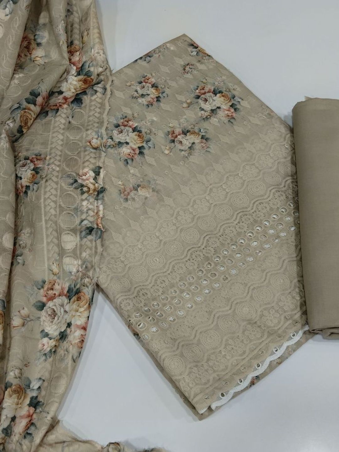KTI Embroidered Unstitched Dress Material