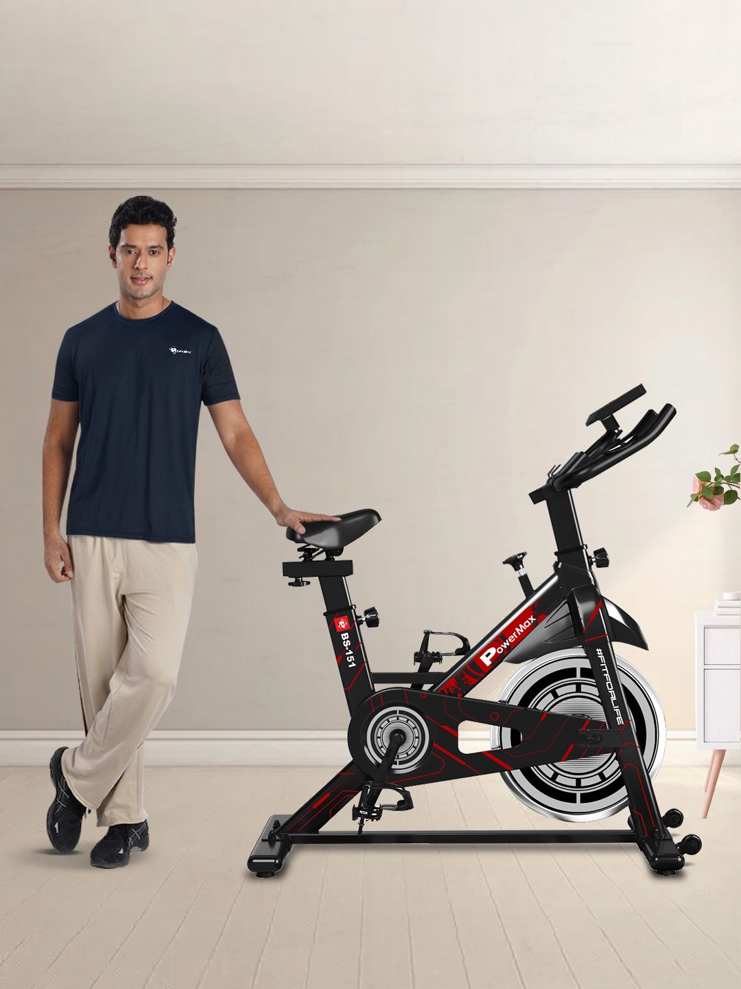 PowerMax Fitness PowerMax Fitness BS-151 Exercise Spin Bike LCD Display and Friction Braking System