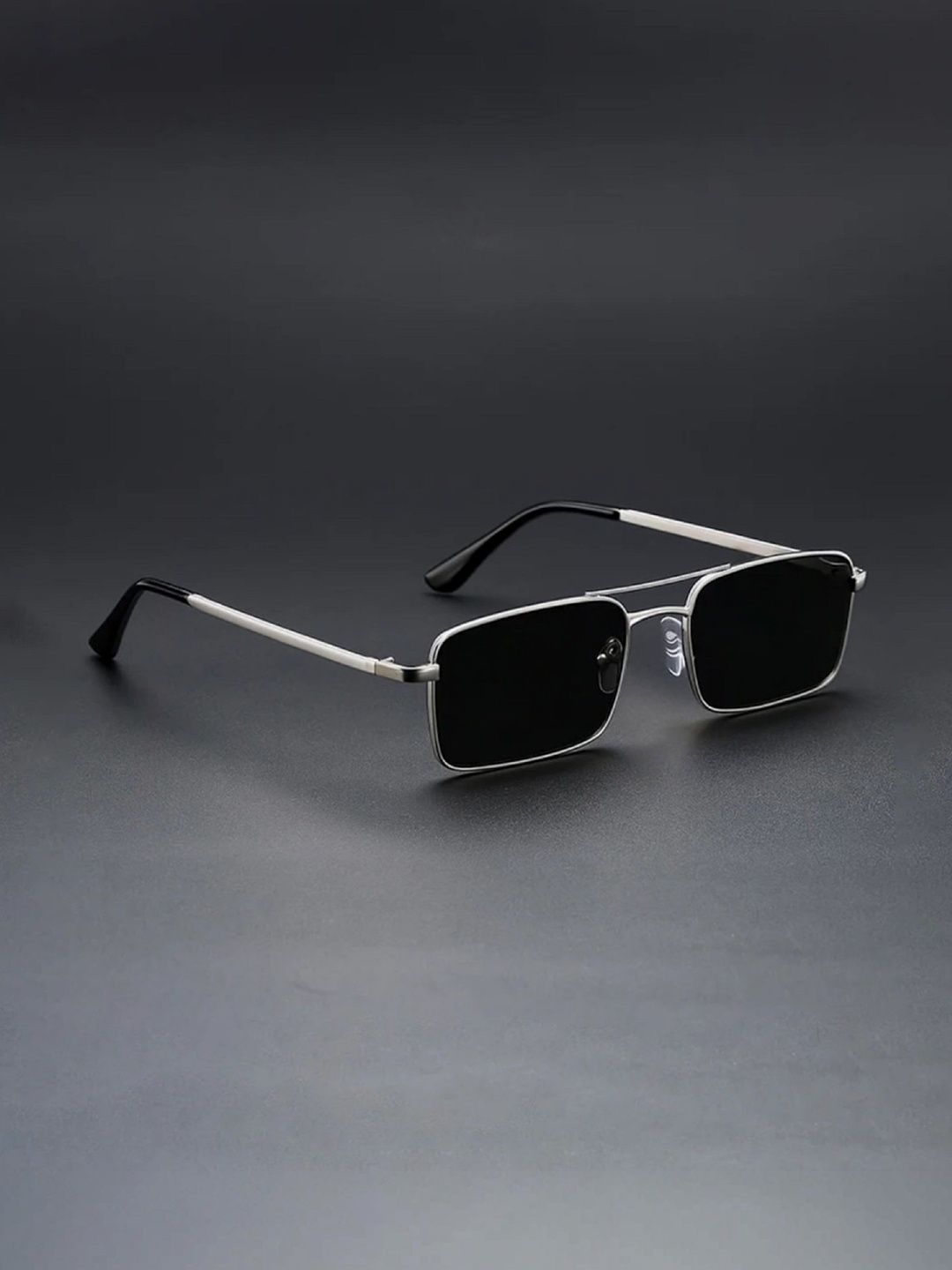 FUNGLASSES Unisex Rectangle Sunglasses with UV Protected Lens karan aujhla slvr blk
