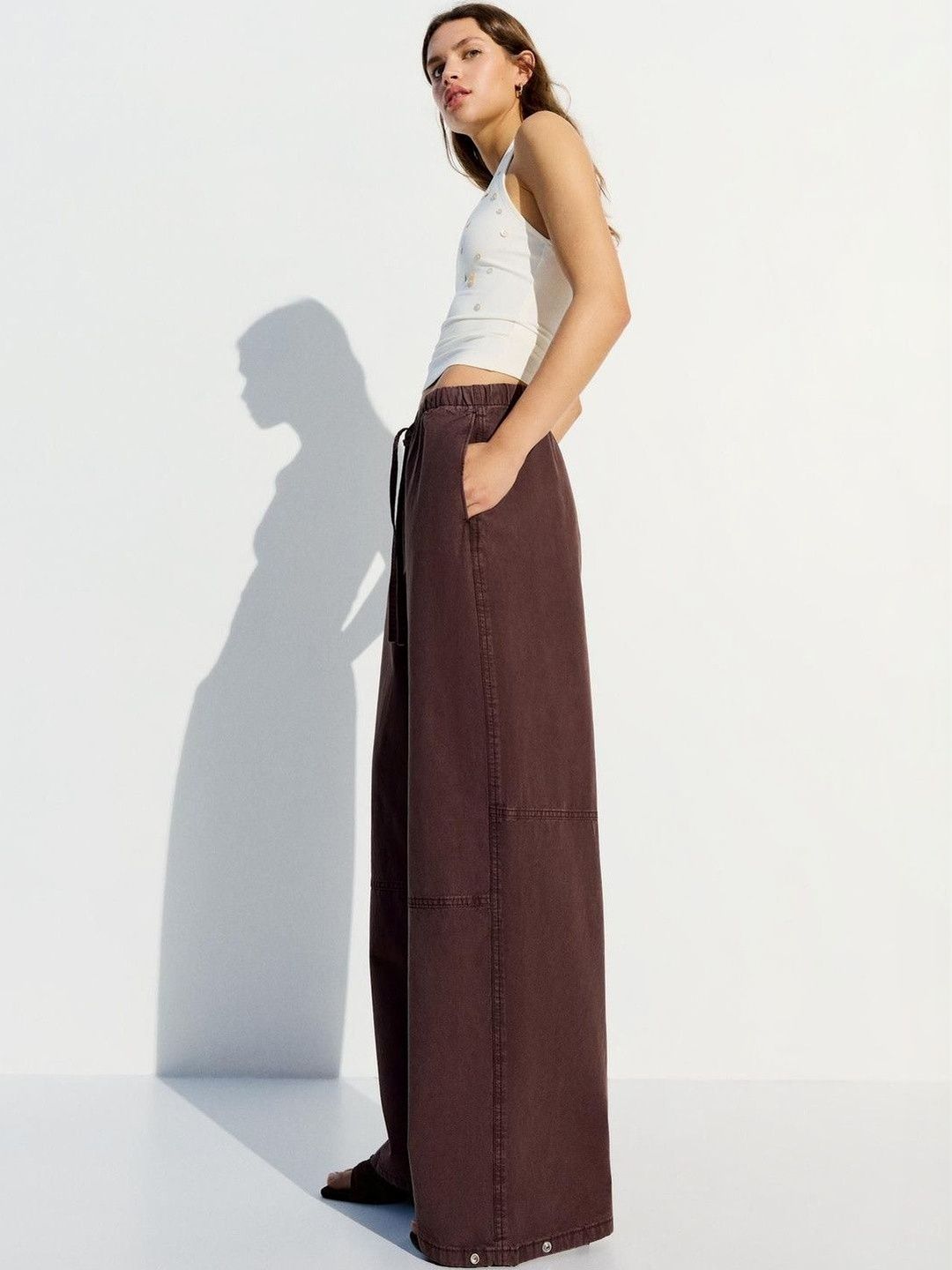 Low-rise Wide Pure Cotton Balloon Jeans
