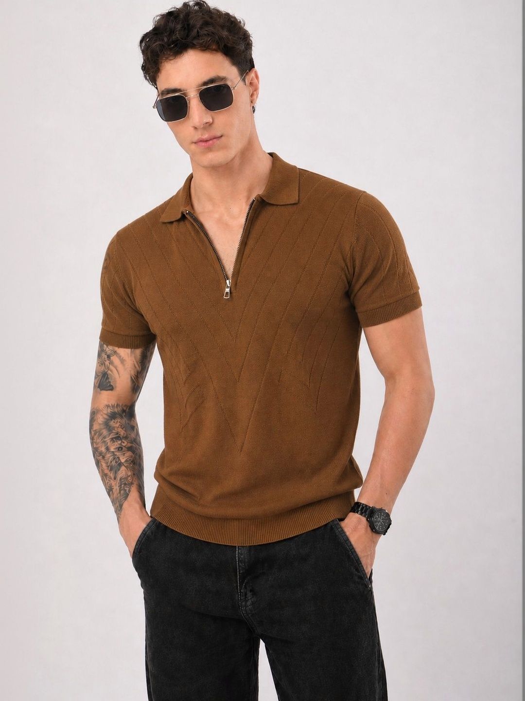 TRICOTE Men Polo Collar T-shirt