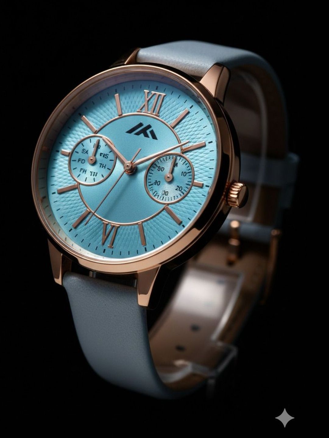 VIRAKTI Women Brass Dial & Straps Analogue Date Aperture Watch H-35-SKY BLUE VIR