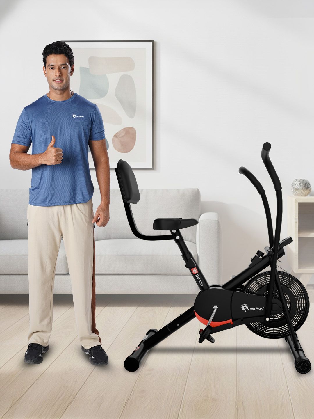 PowerMax Fitness PowerMax Fitness BU-201 Moving Handle Full Body Cardio Workout Bike