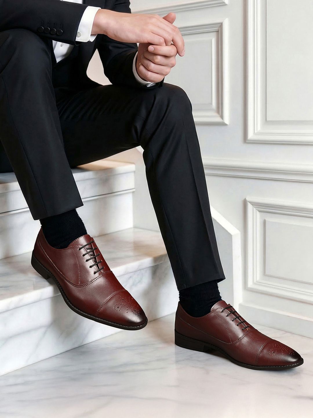 LOUIS STITCH
Men Rosewood Formal Lace Up Derby Shoes