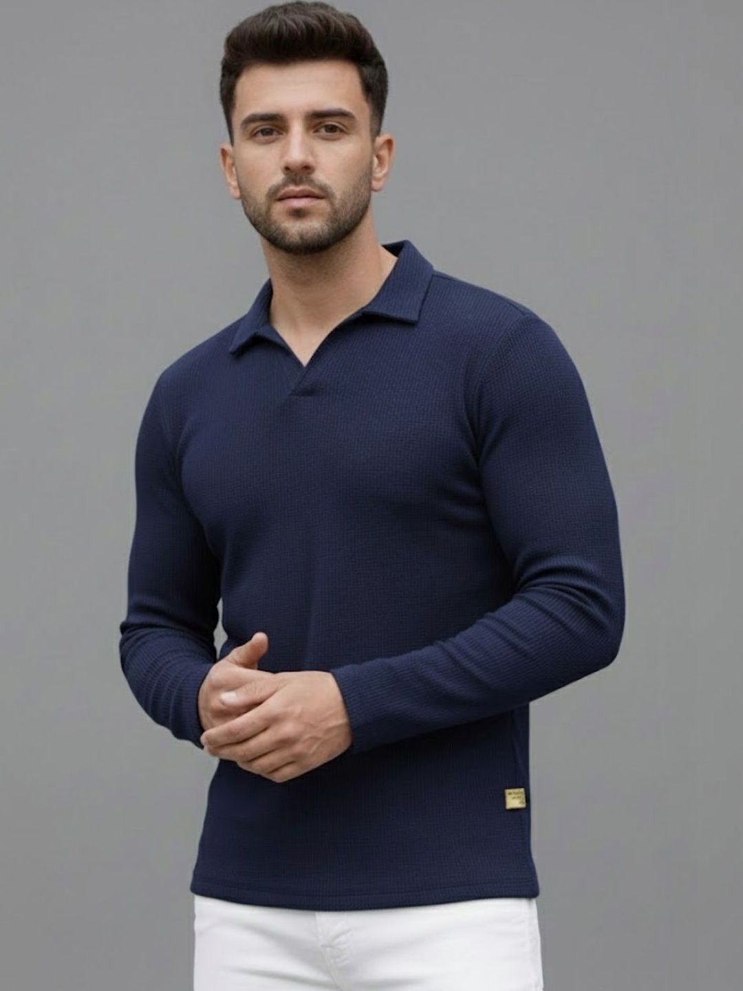 HERE&NOW Men Polo Collar T-shirt