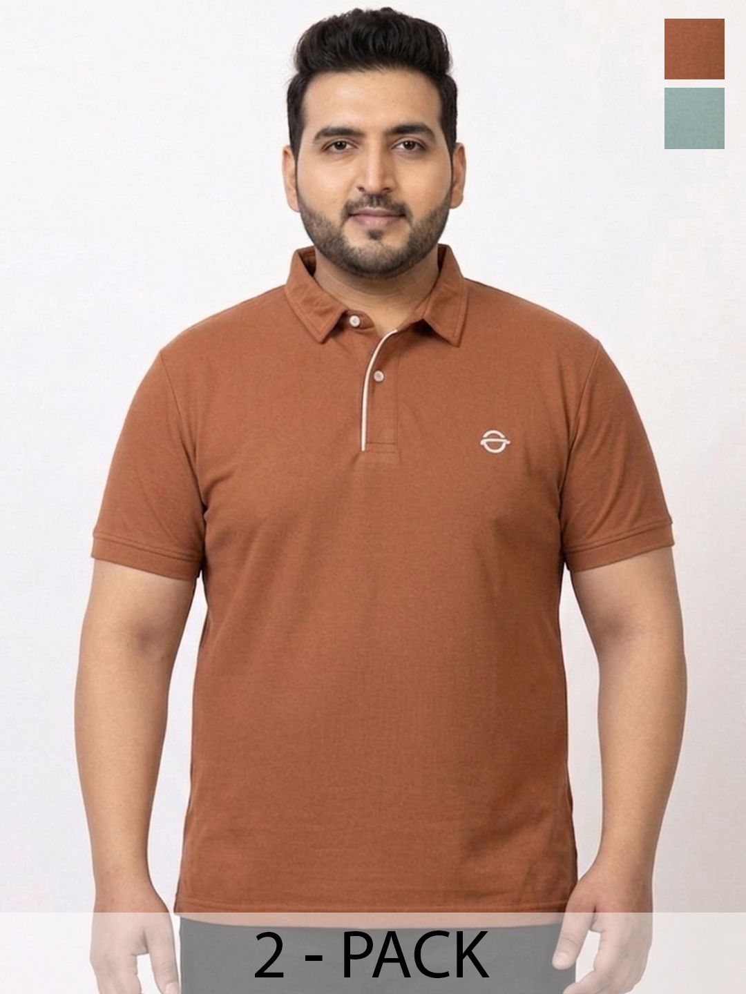 DDOUDDOU Men Brand Logo 2 Polo Collar T-shirt