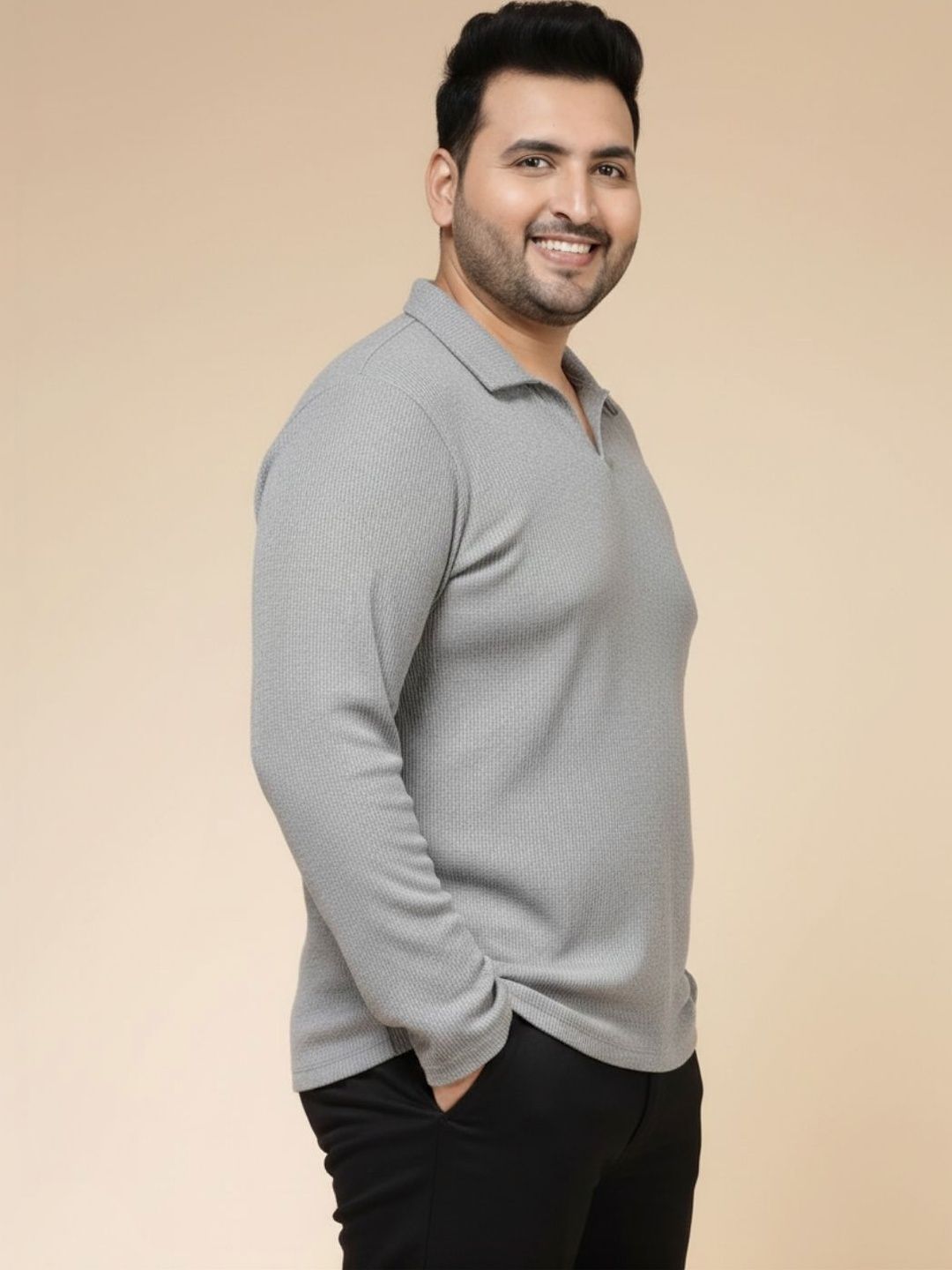 Sztori Men Plus Size Solid Half Sleeves Regular Fit T-Shirt