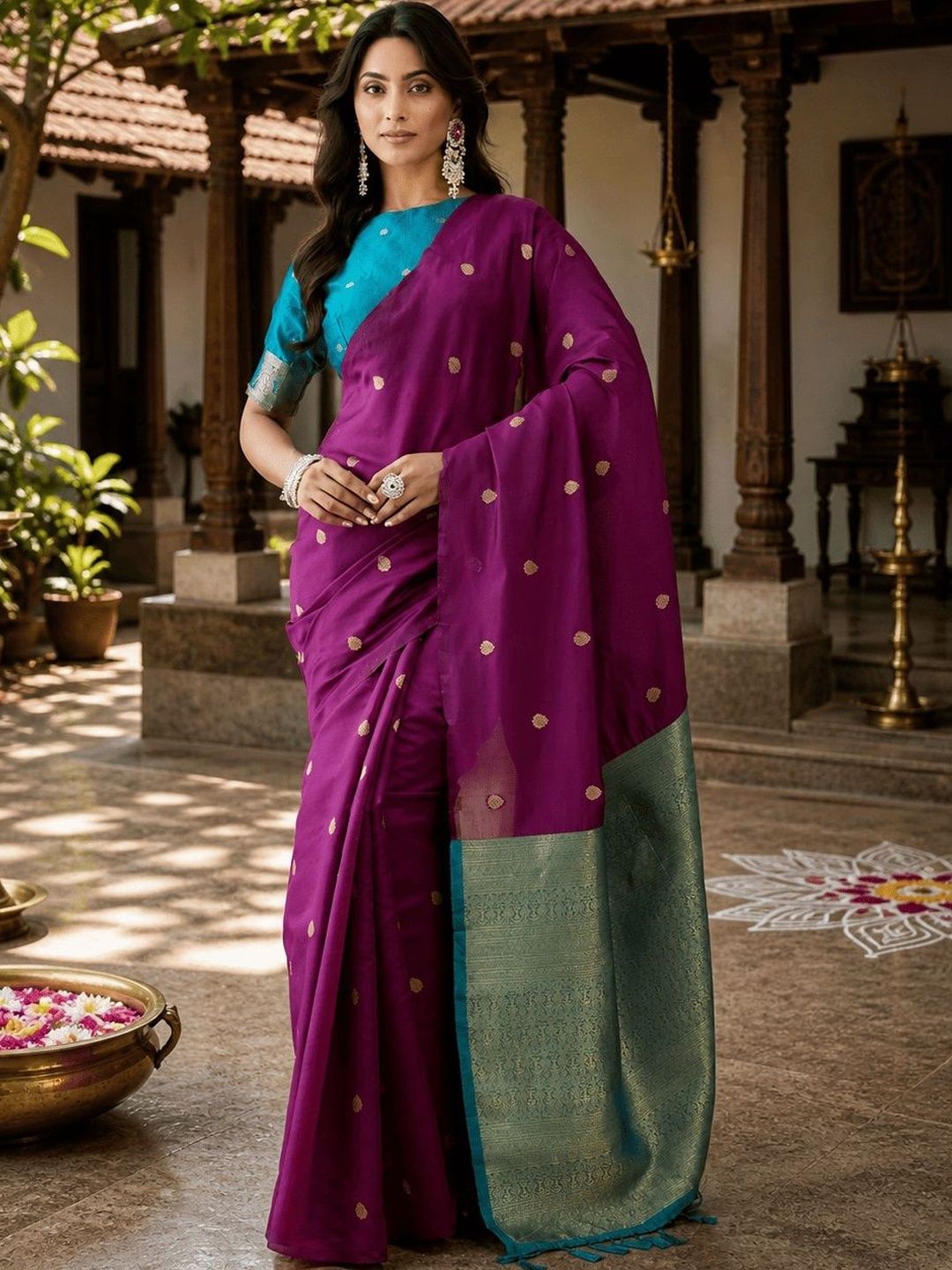 kasee Ethnic Motifs Zari Art Silk Handloom Saree