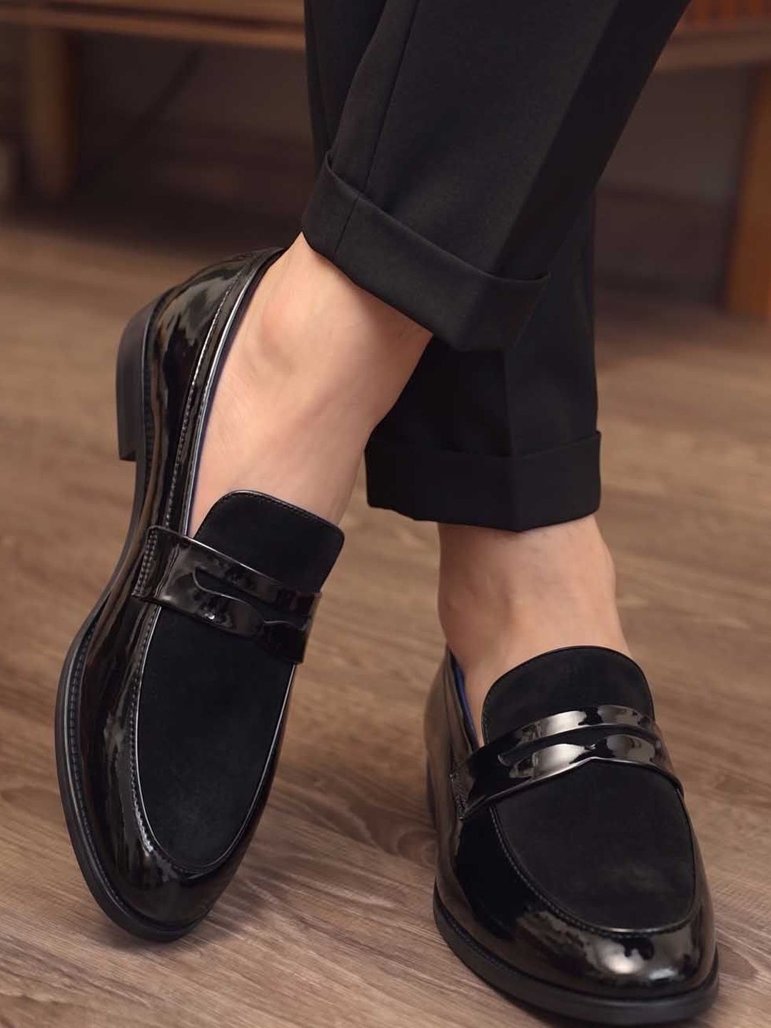 HERE&NOW Men Round Toe Formal Slip On Shoes
