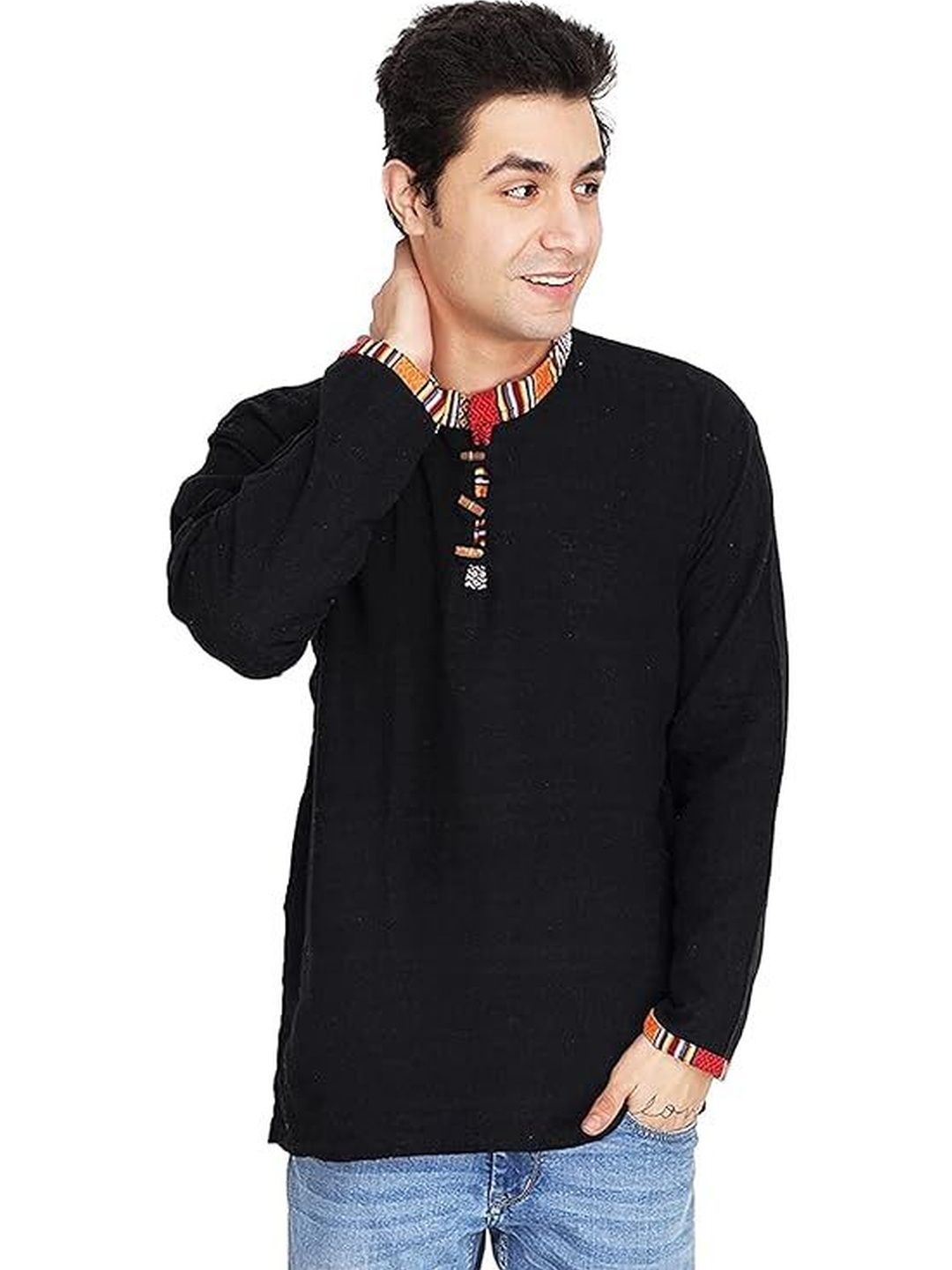 UKAL Men Ethnic Motifs Indie Prints Khadi Handloom Kurta