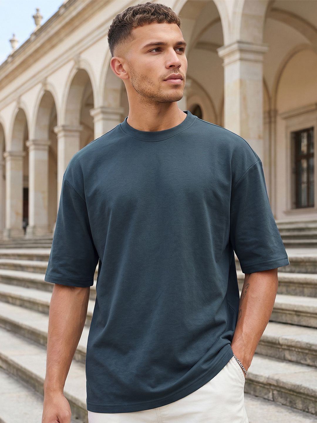 Bewakoof Heavy Duty 1.0 Drop-Shoulder Sleeves Oversized Cotton T-shirt
