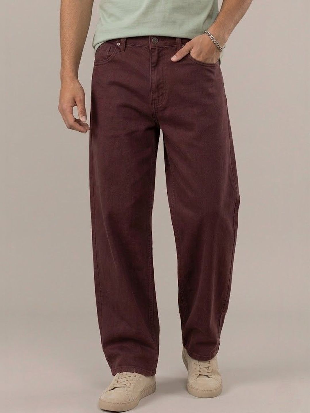 NIFFER FASHION Men Wide Leg Mid-Rise Applique Jeans