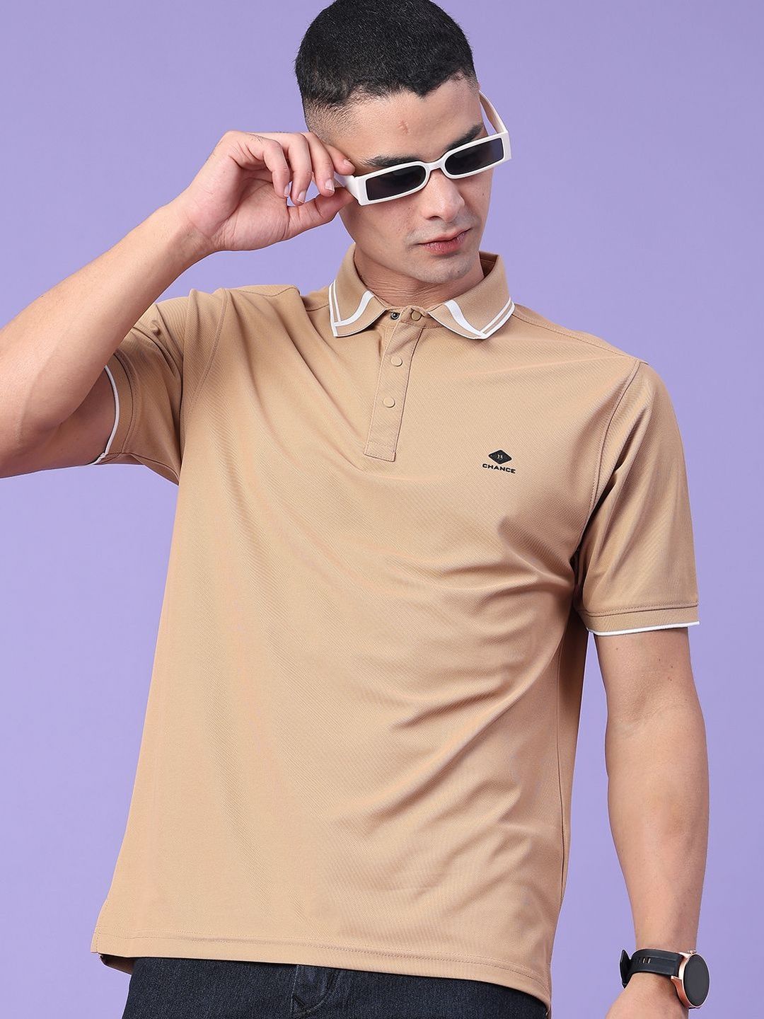 V-Mart Men Brand Logo Polo Collar T-shirt