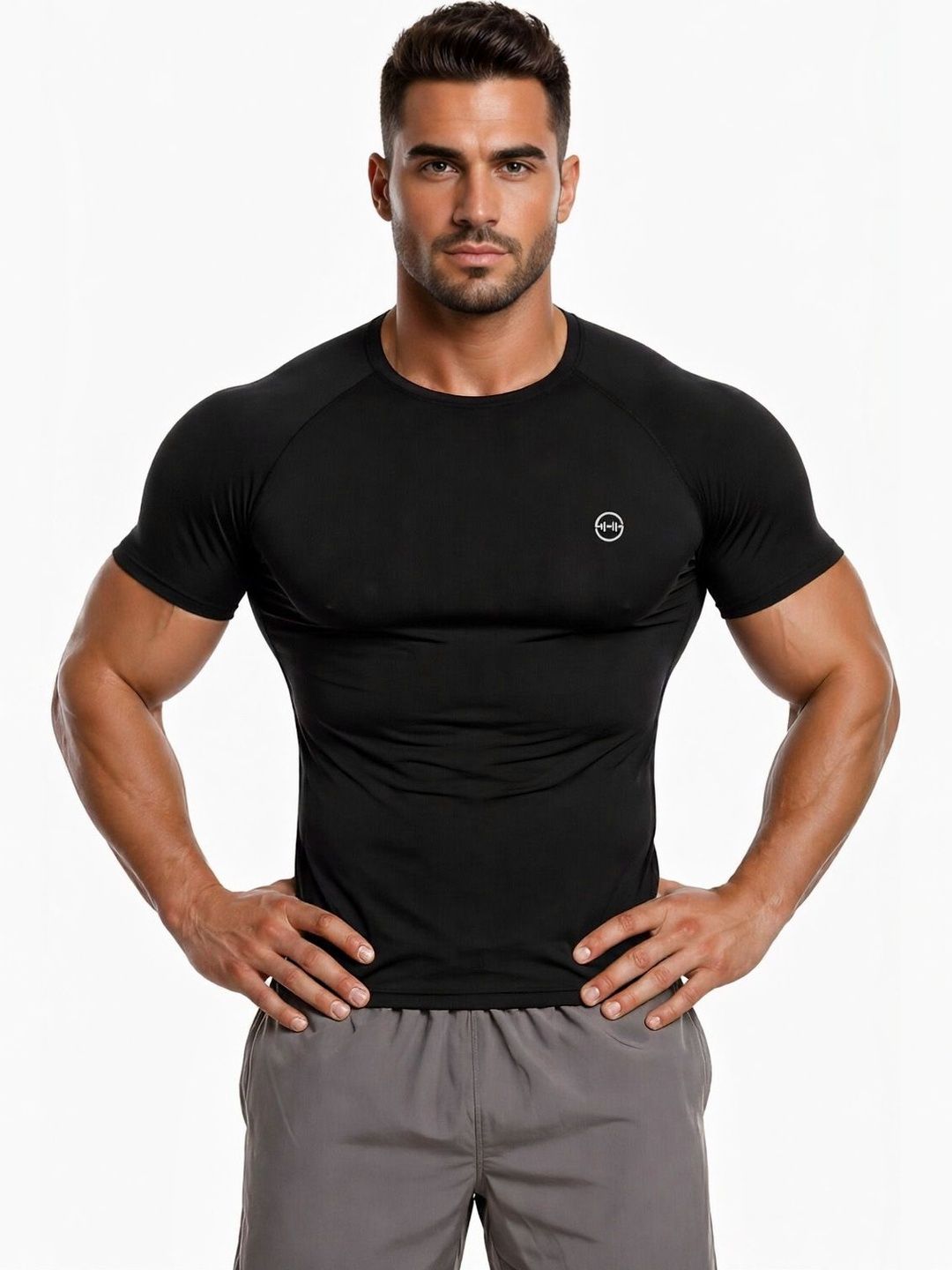 MODA RAPIDO X FITNESS EXCHANGE Men Brand Logo Compression T-shirt