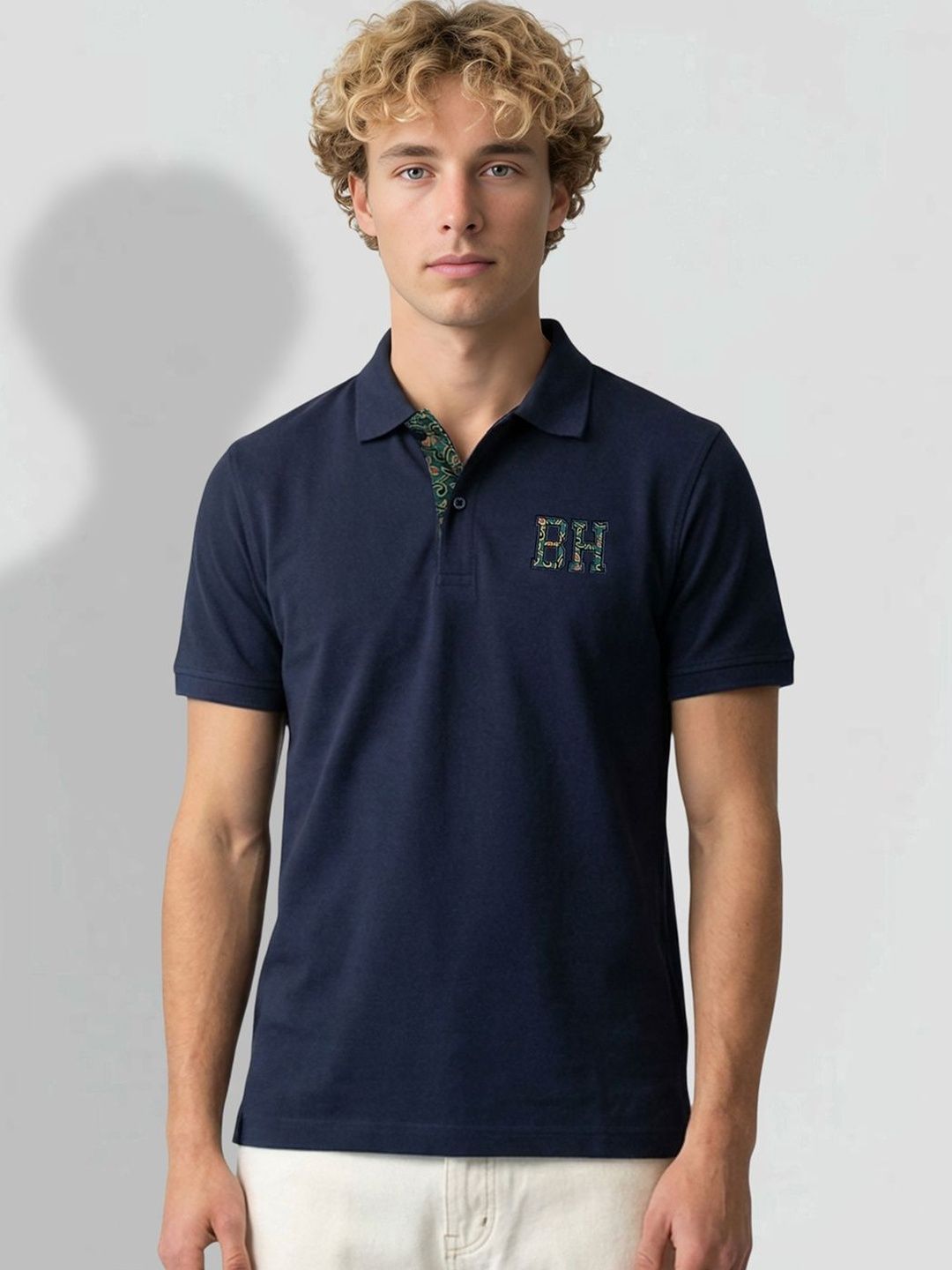 Being Human Men Polo Collar Applique T-shirt