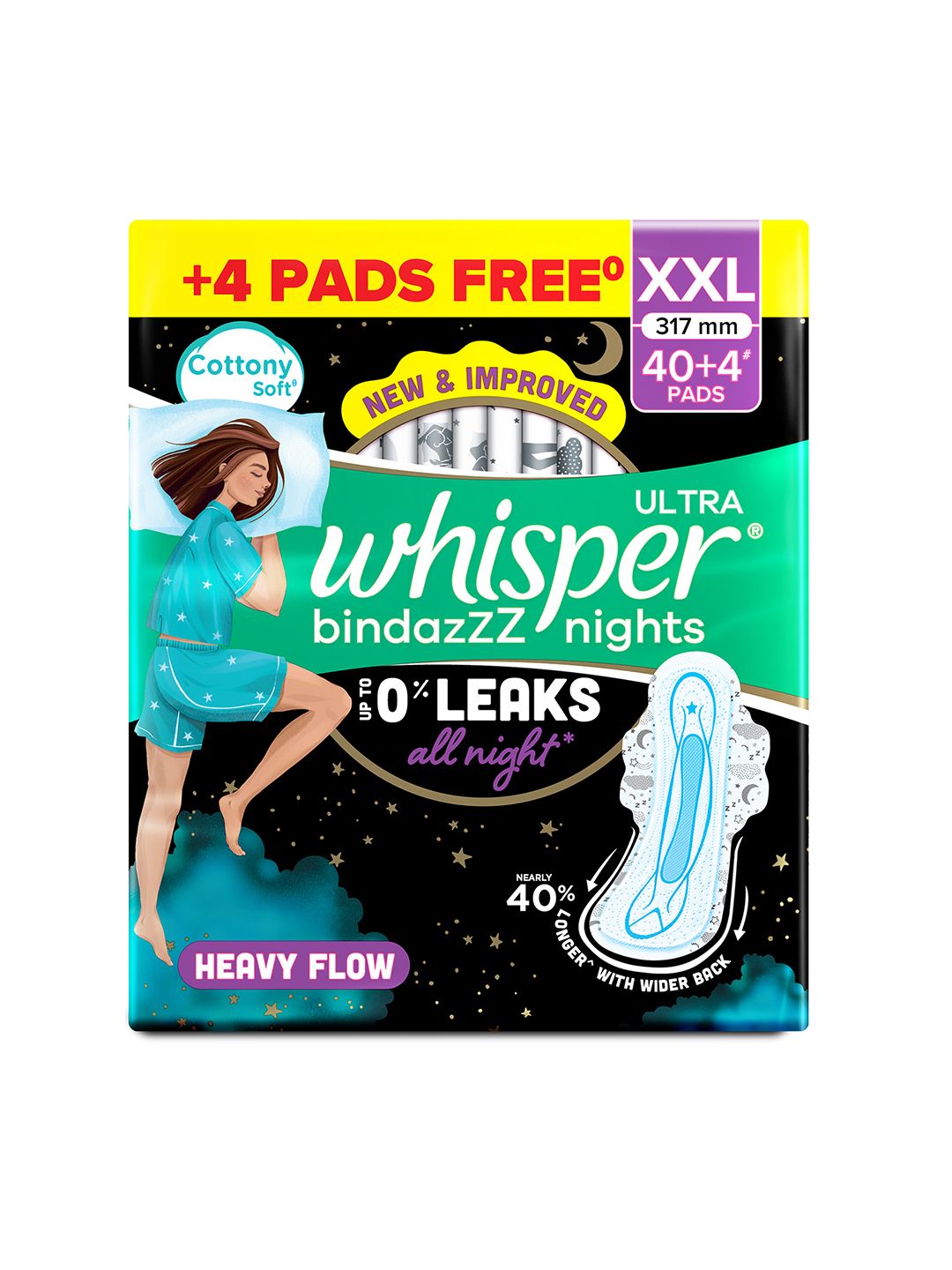 Whisper Ultra Bindazzz Nights XXL Sanitary Pads - 50 Pads