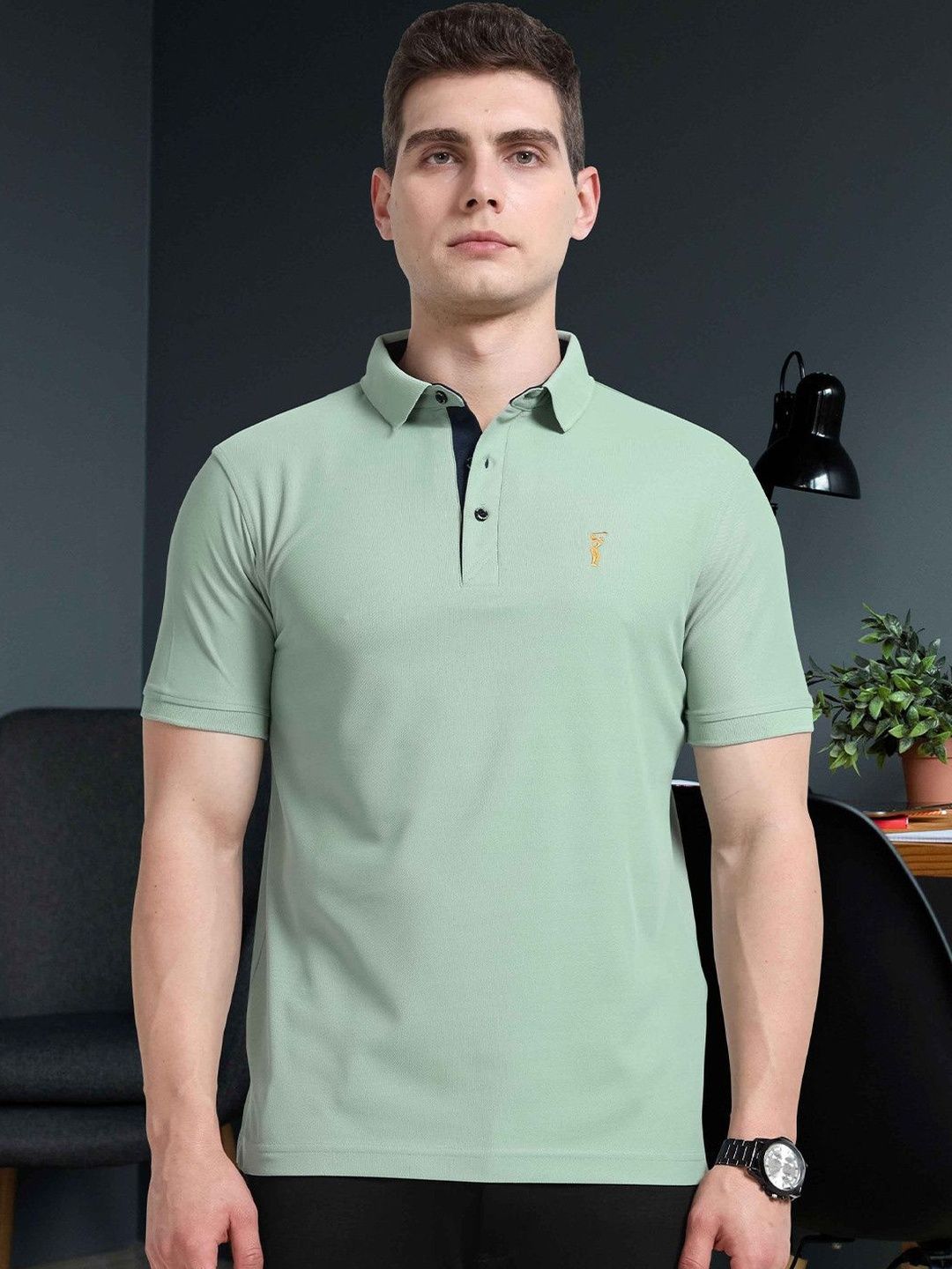 STELLERS Men Regular Fit Polo Collar T-shirt