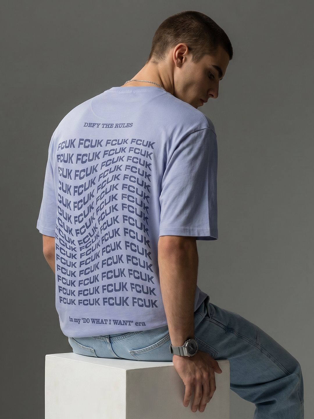 FCUK Brand Logo Printed Pure Cotton T-Shirt