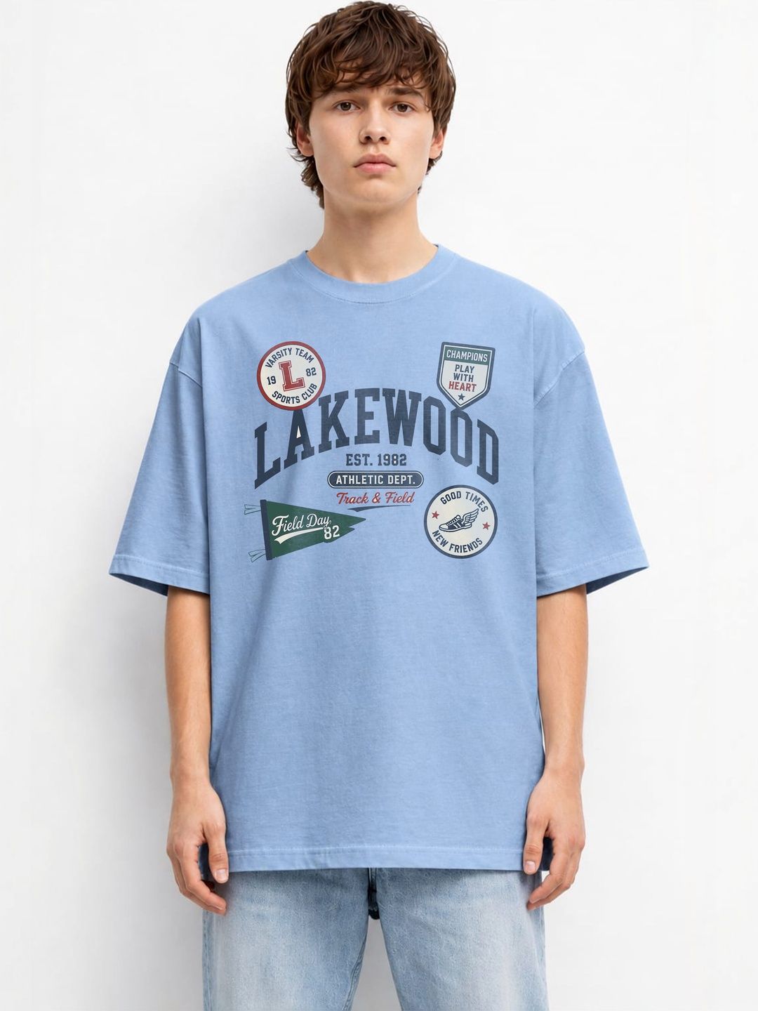The Roadster Lifestyle Co Typography Printed Oversized-Fit Organic Cotton T-Shirt