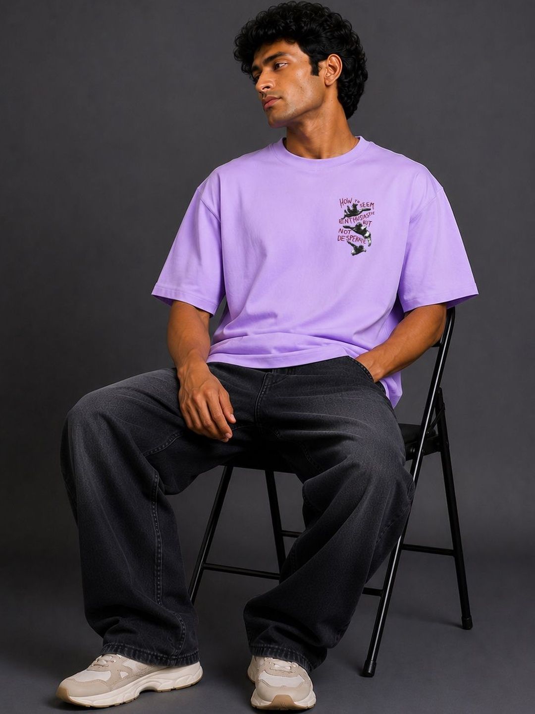 BEOVER Purple Graphic Printed Relaxed Fit T-shirt
