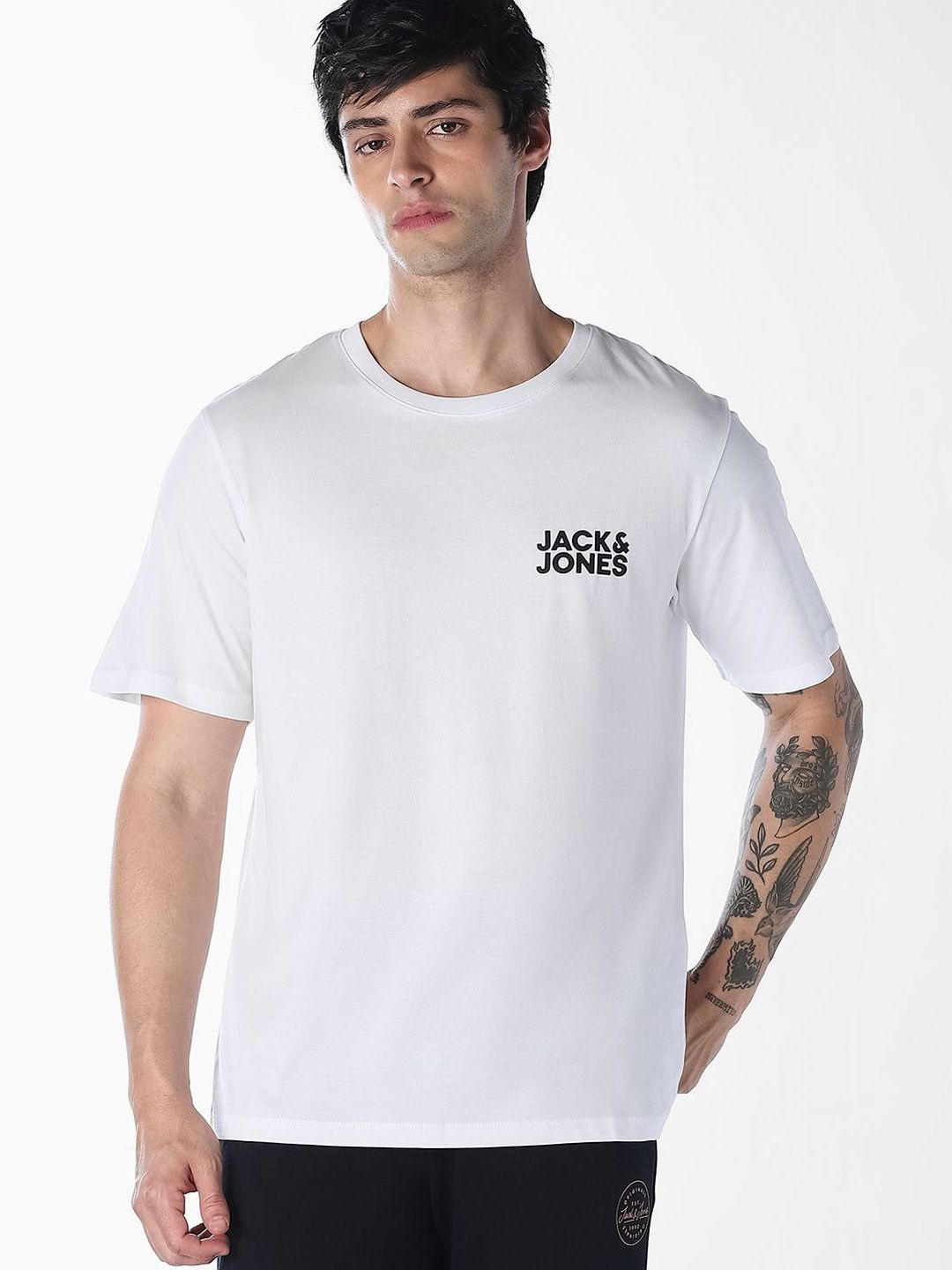 Jack & Jones Men Brand Logo Printed Slim Fit T-shirt