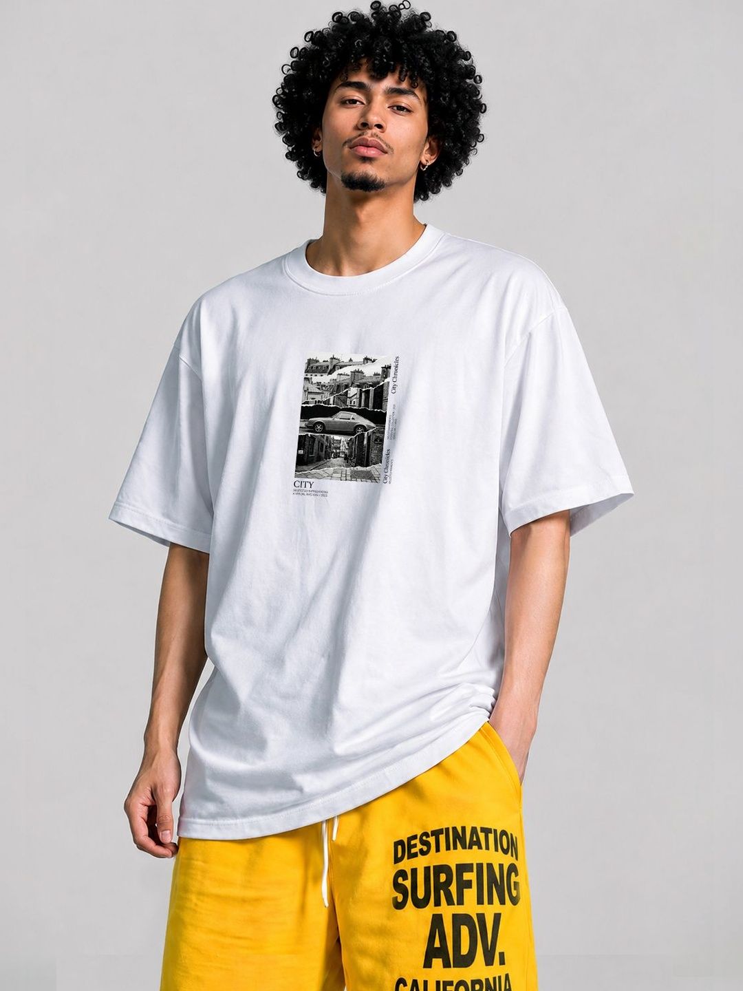 The Roadster Lifestyle Co Graphic Printed Oversized-Fit Organic Cotton T-Shirt