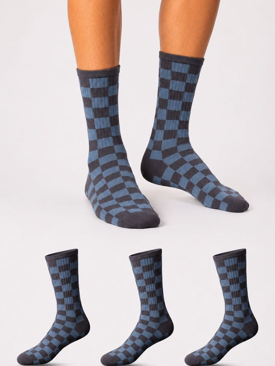 Sockscarving Men Pack of 3 Cotton Patterned Calf Length Socks