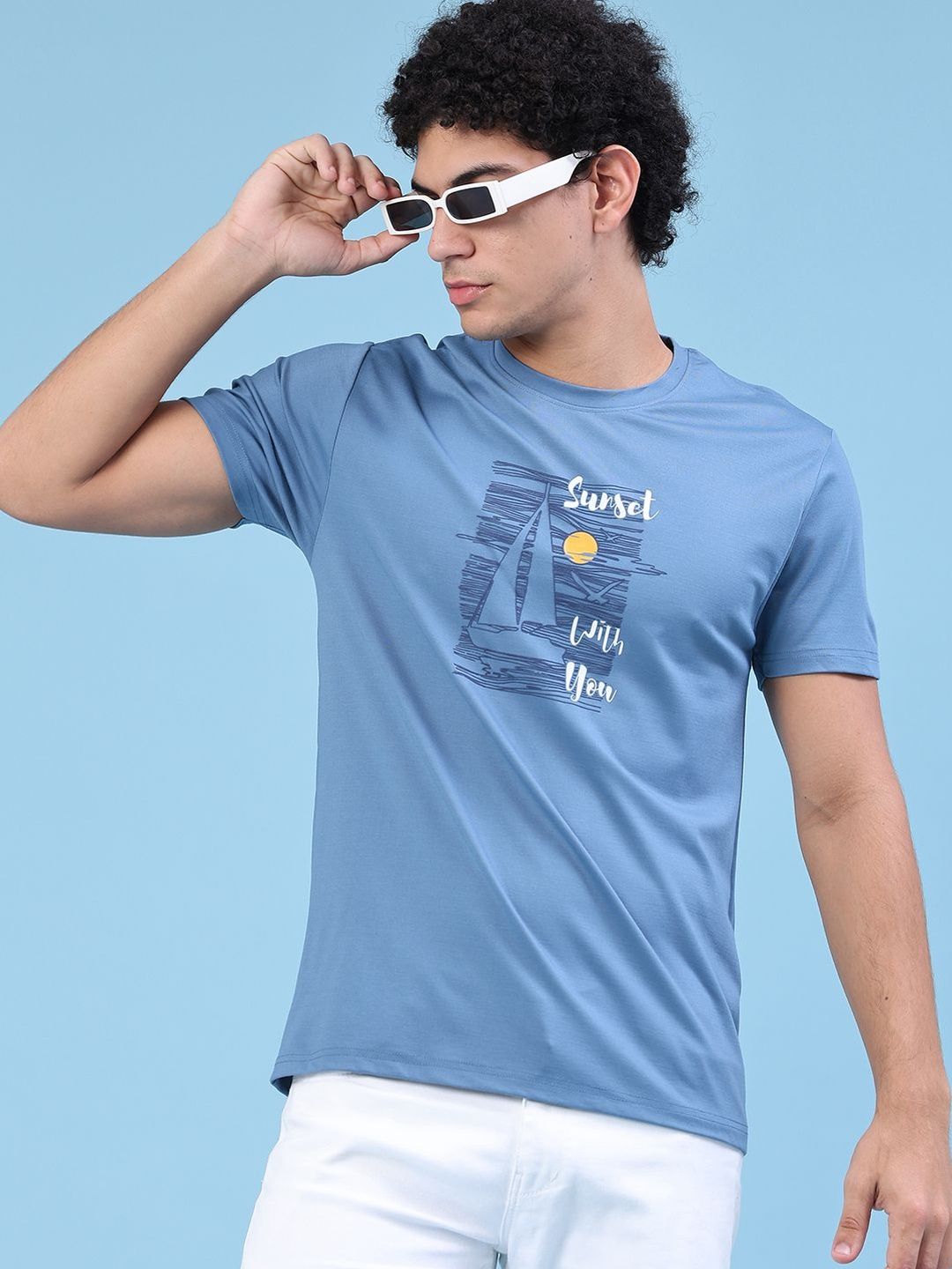 V-Mart Men Printed Slim Fit T-shirt